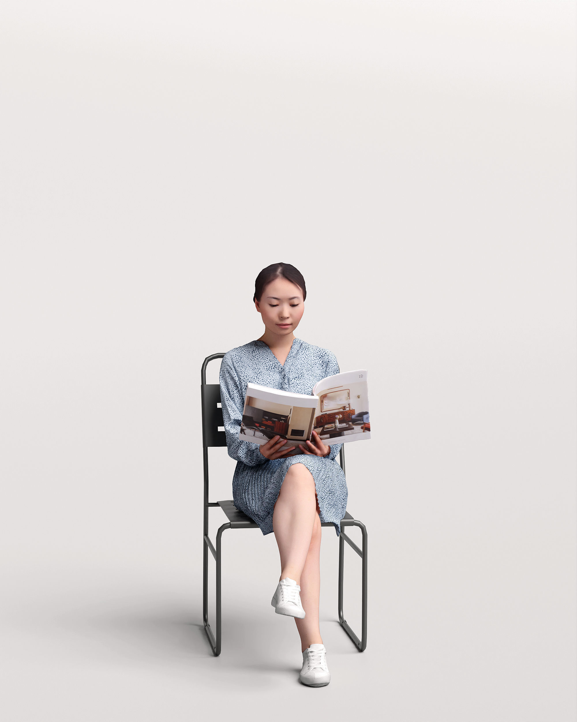 Humano Woman sitting and reading a book 2210-10 3D model_3