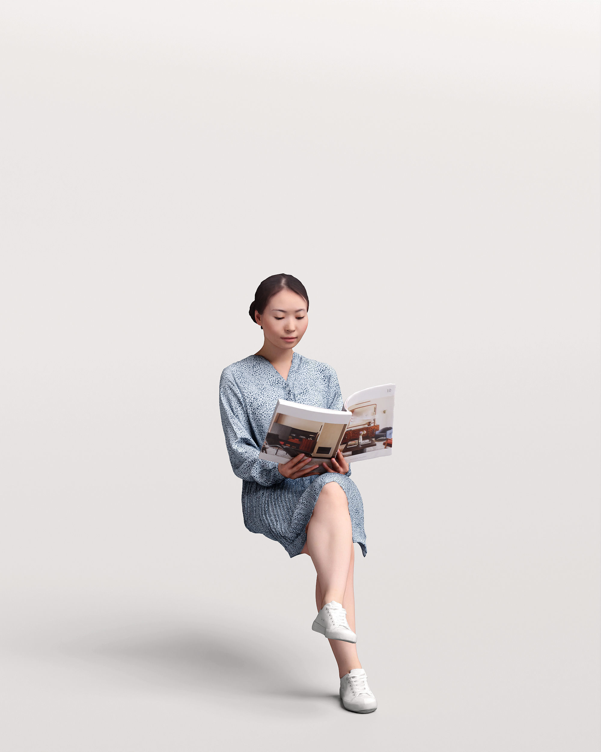 Humano Woman sitting and reading a book 2210-10 3D model_12