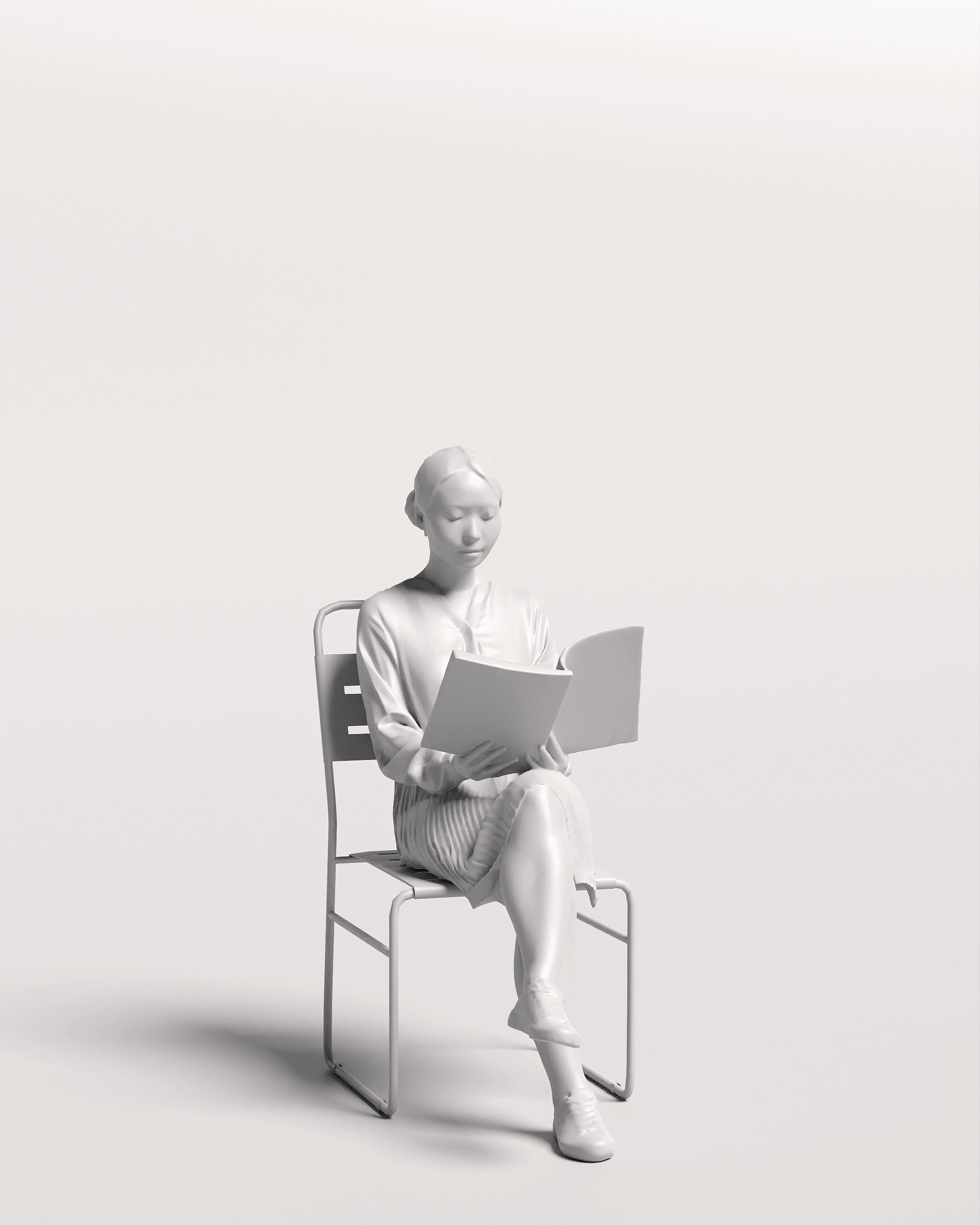 Humano Woman sitting and reading a book 2210-10 3D model_13