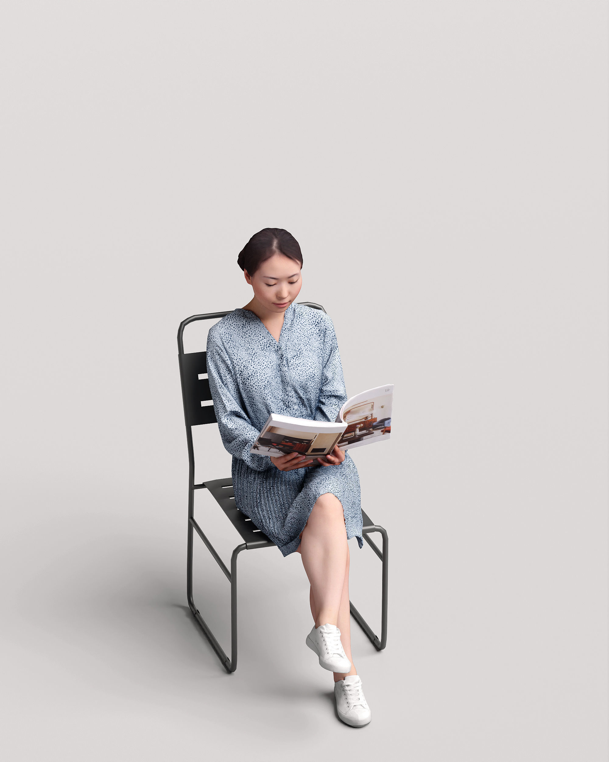 Humano Woman sitting and reading a book 2210-10 3D model_8