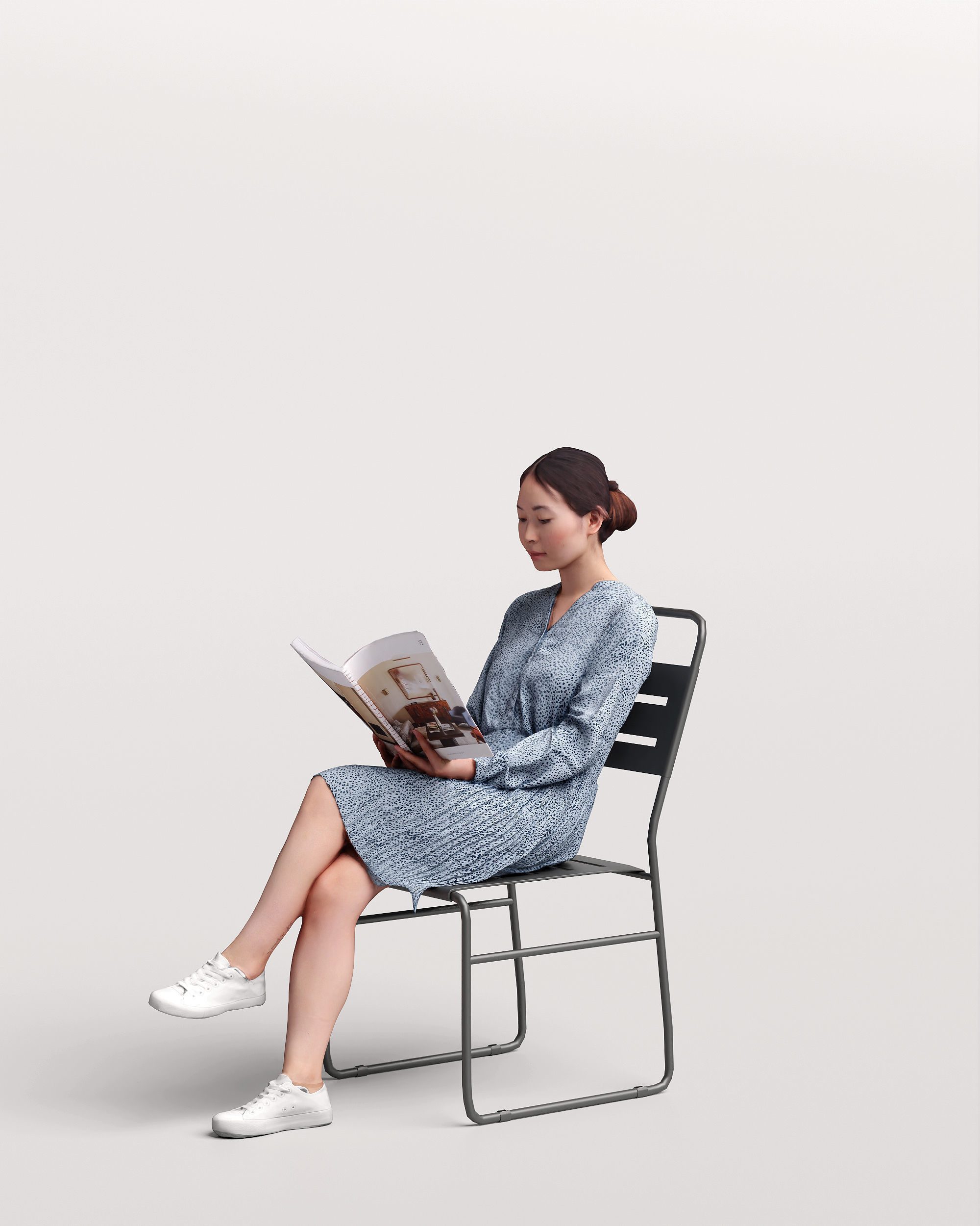 Humano Woman sitting and reading a book 2210-10 3D model_5