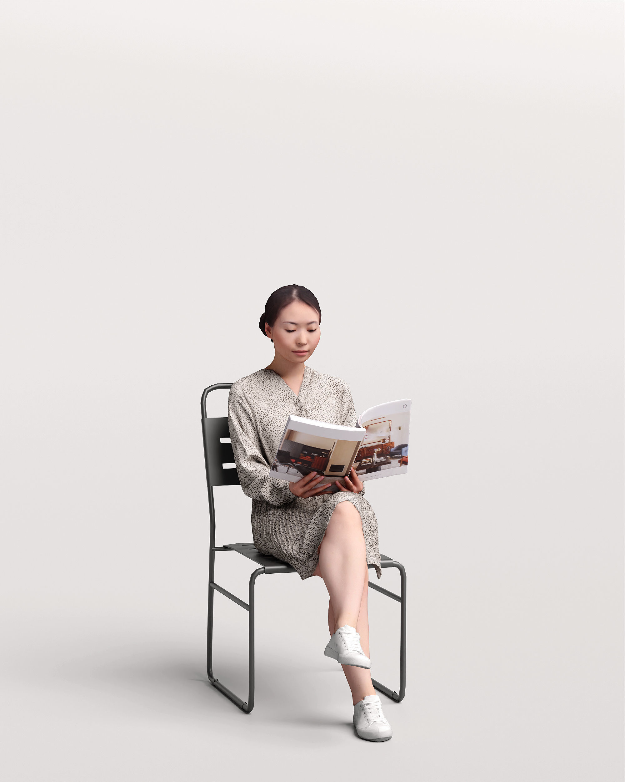 Humano Woman sitting and reading a book 2210-10 3D model_9