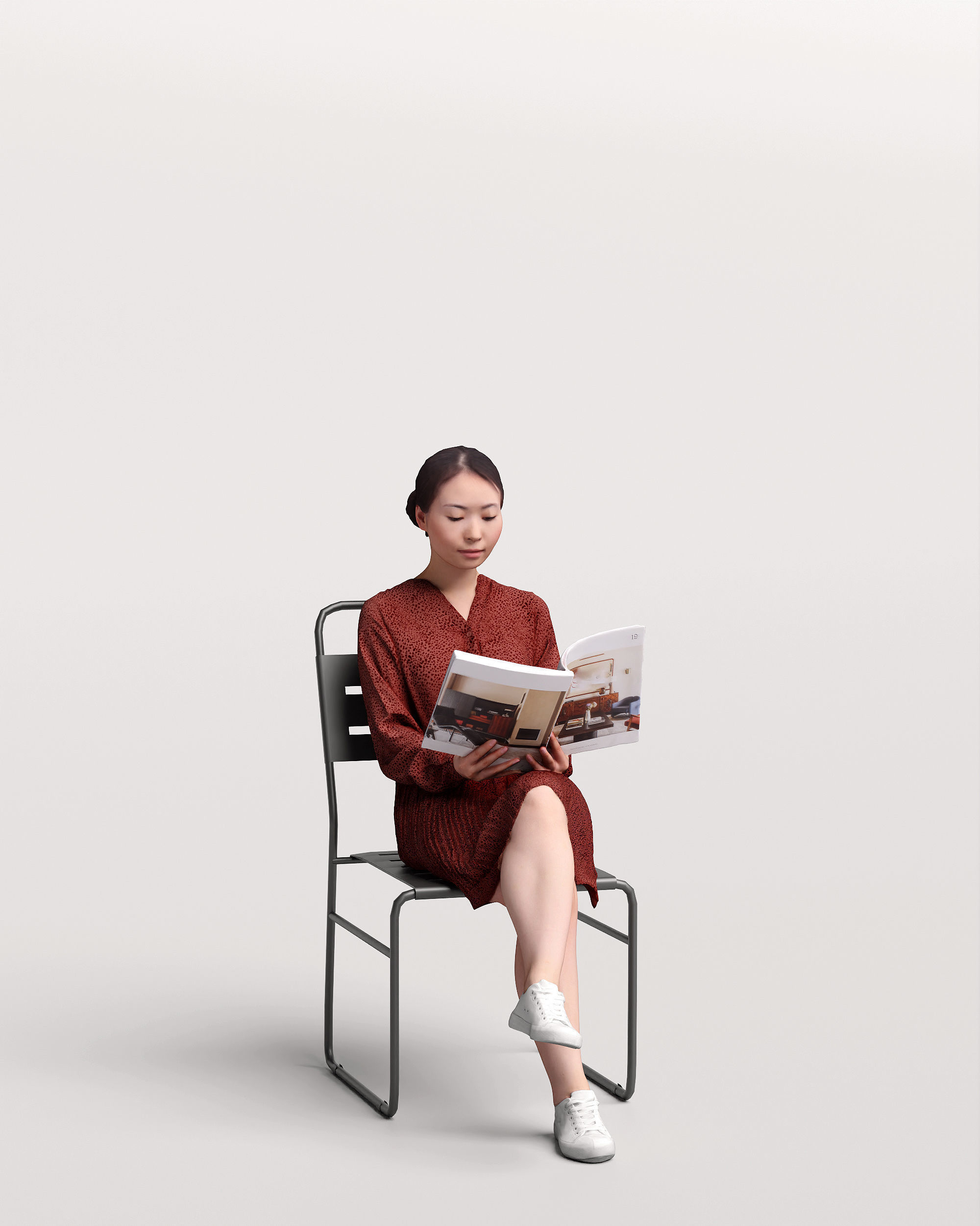 Humano Woman sitting and reading a book 2210-10 3D model_10