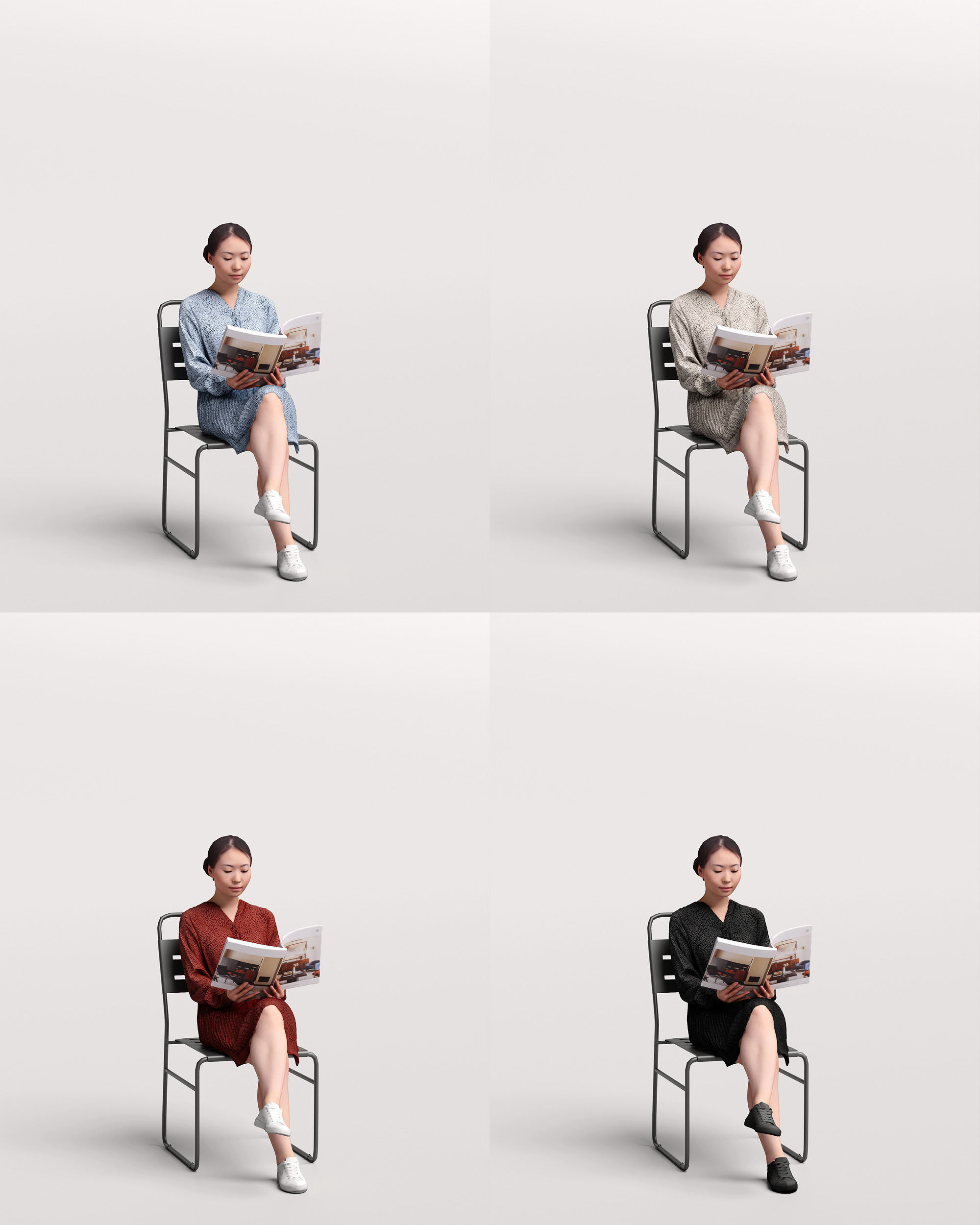 Humano Woman sitting and reading a book 2210-10 3D model_14