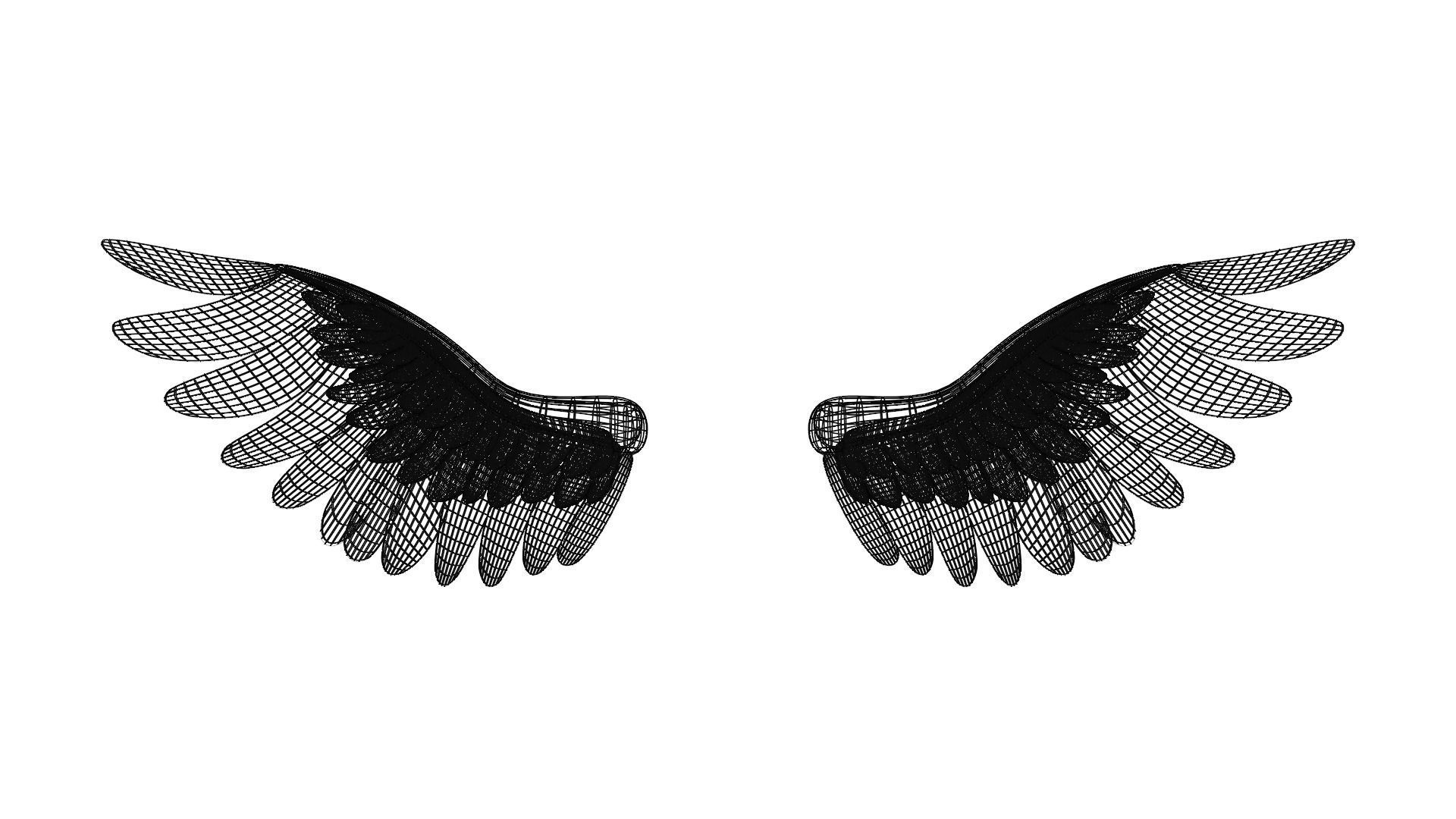 Stylized Angel Wings 3D model_5
