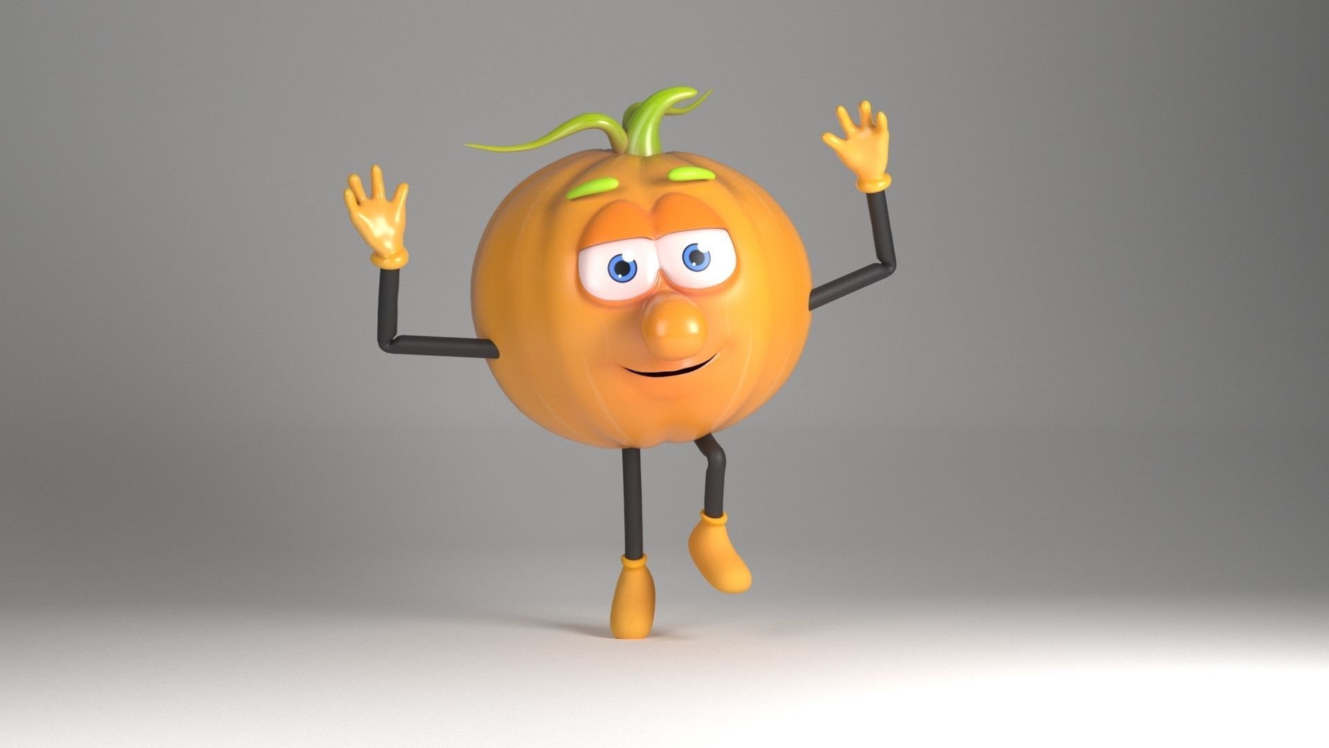 Pumpkin Man Low-poly 3D model_3