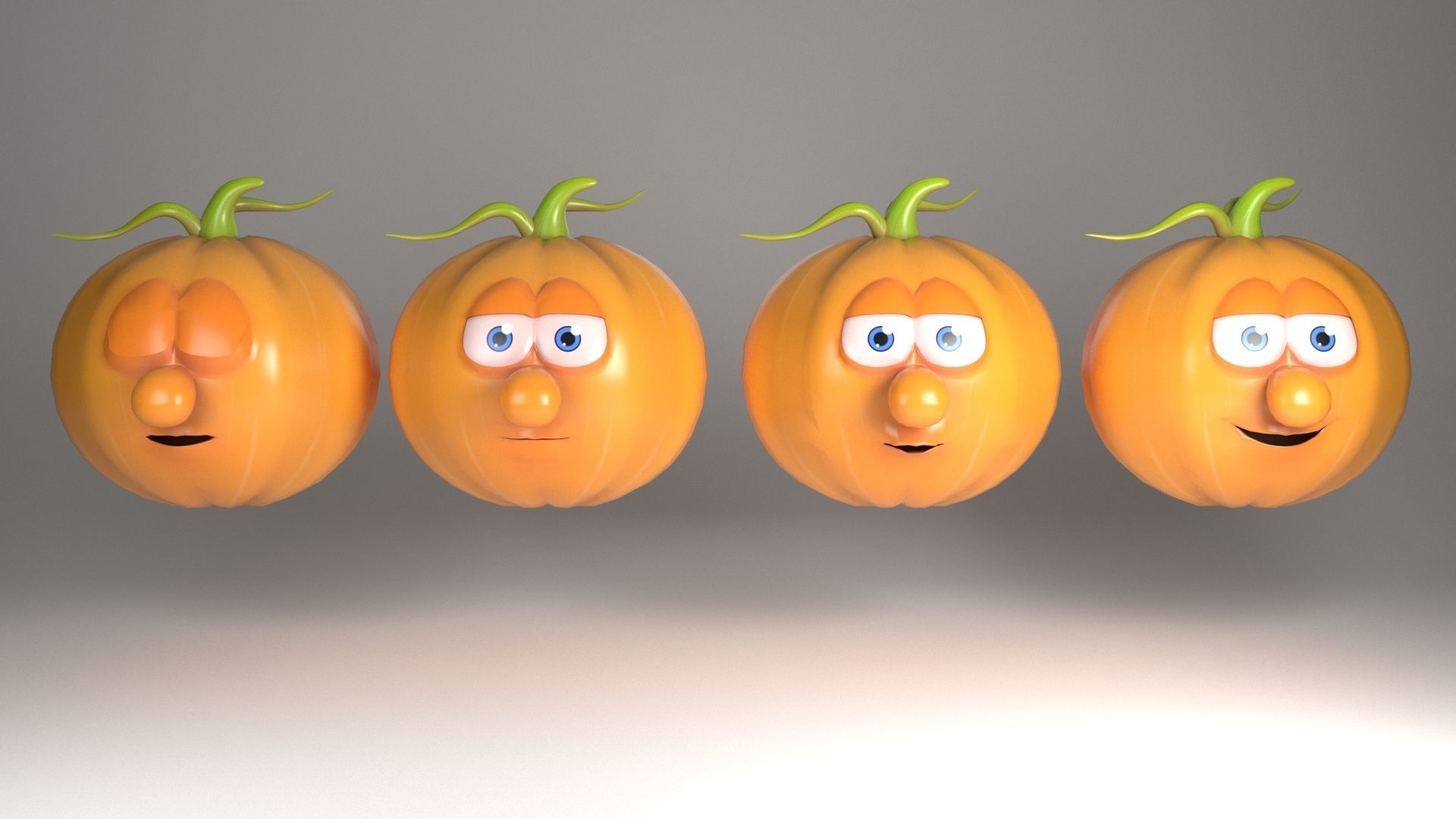Pumpkin Man Low-poly 3D model_7
