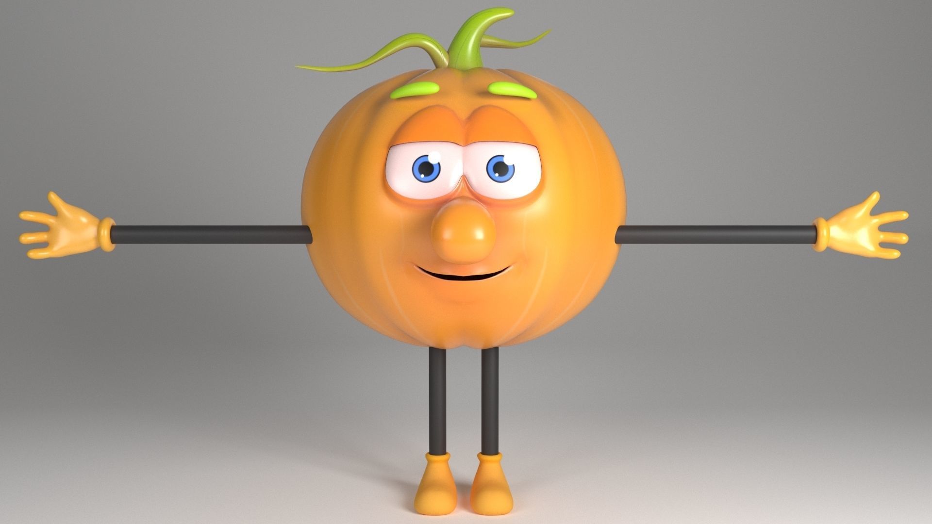 Pumpkin Man Low-poly 3D model_8