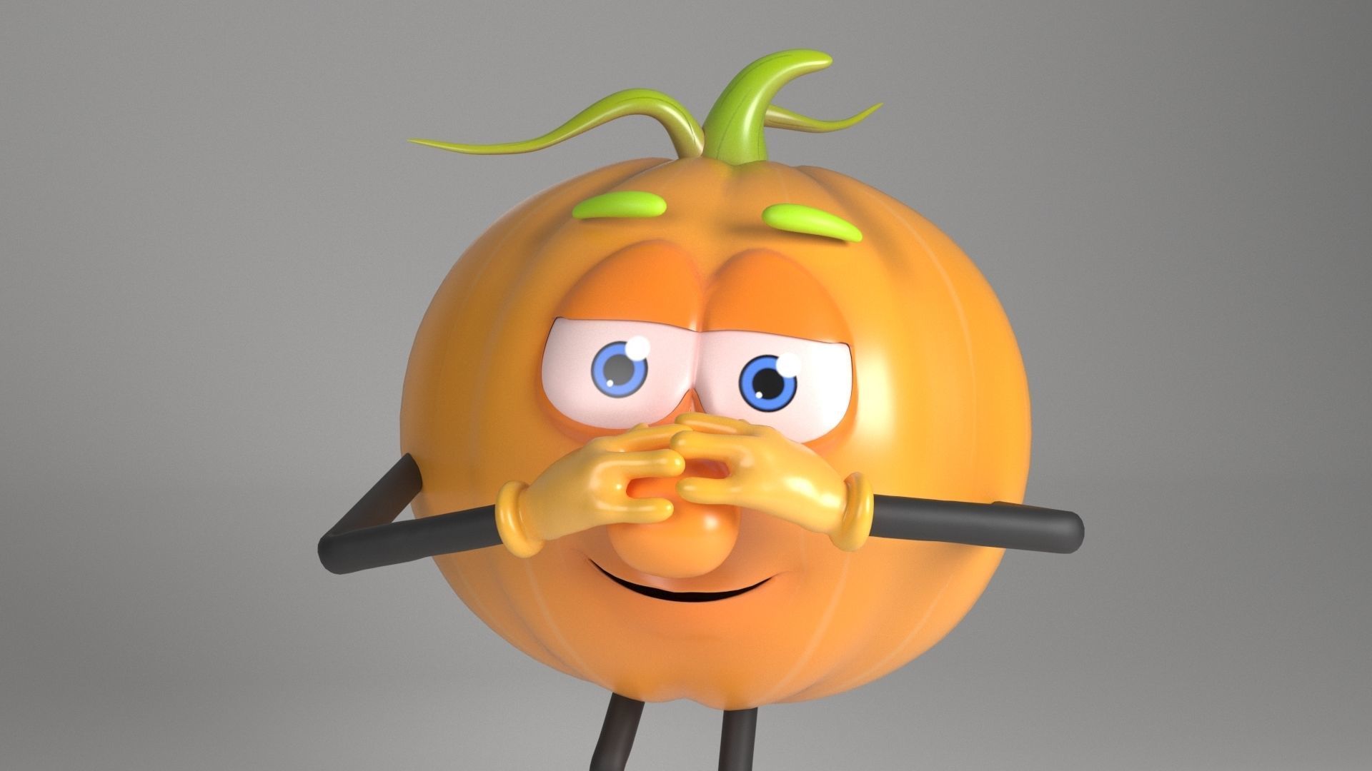 Pumpkin Man Low-poly 3D model_4