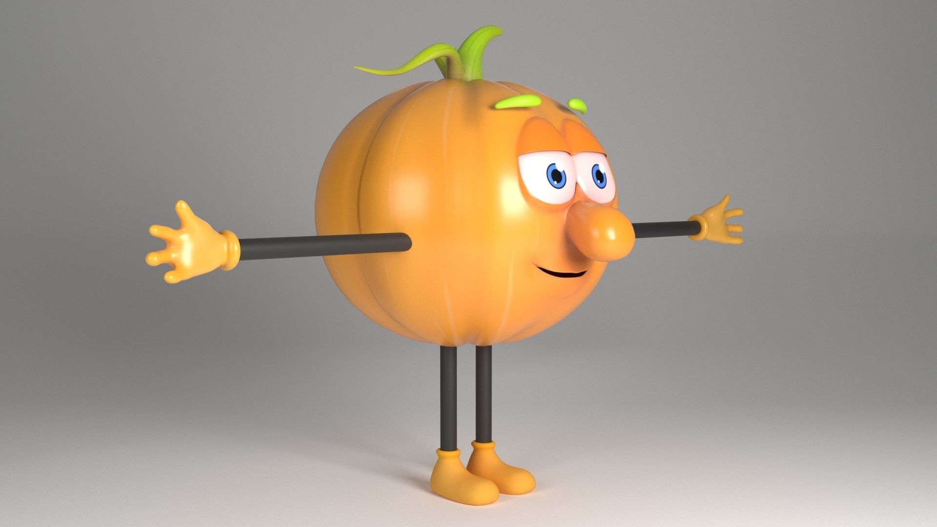 Pumpkin Man Low-poly 3D model_9