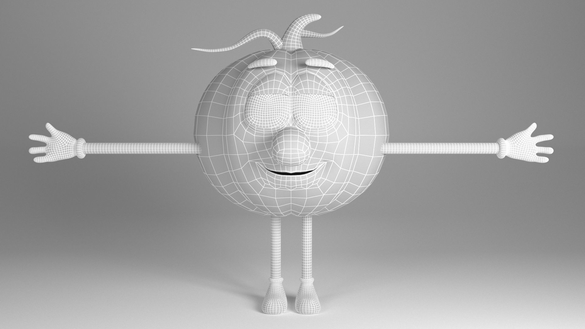 Pumpkin Man Low-poly 3D model_13