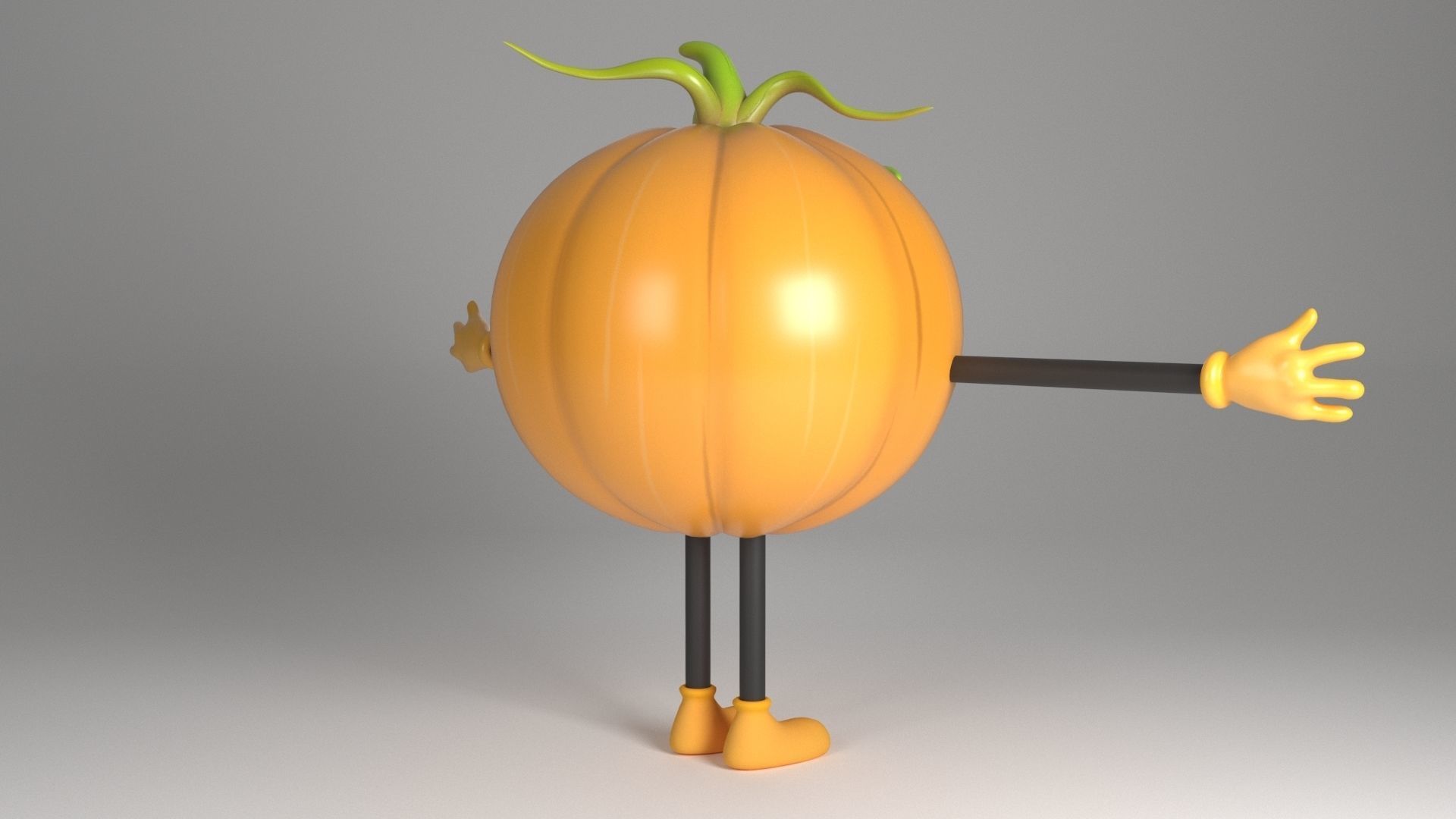 Pumpkin Man Low-poly 3D model_11