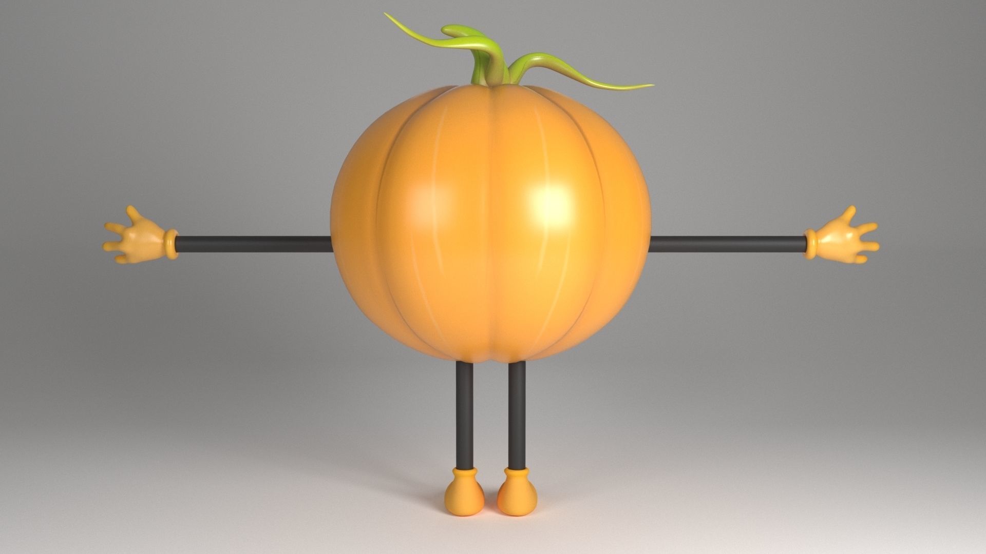 Pumpkin Man Low-poly 3D model_12
