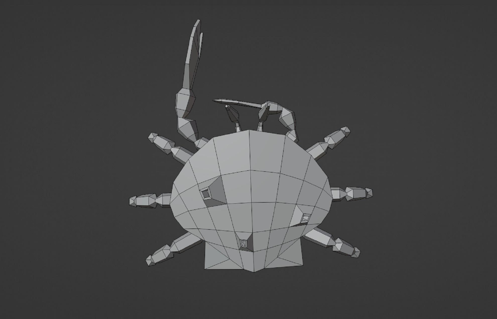 Crab in a seashell character low poly 3D model for games Low-poly 3D model_7