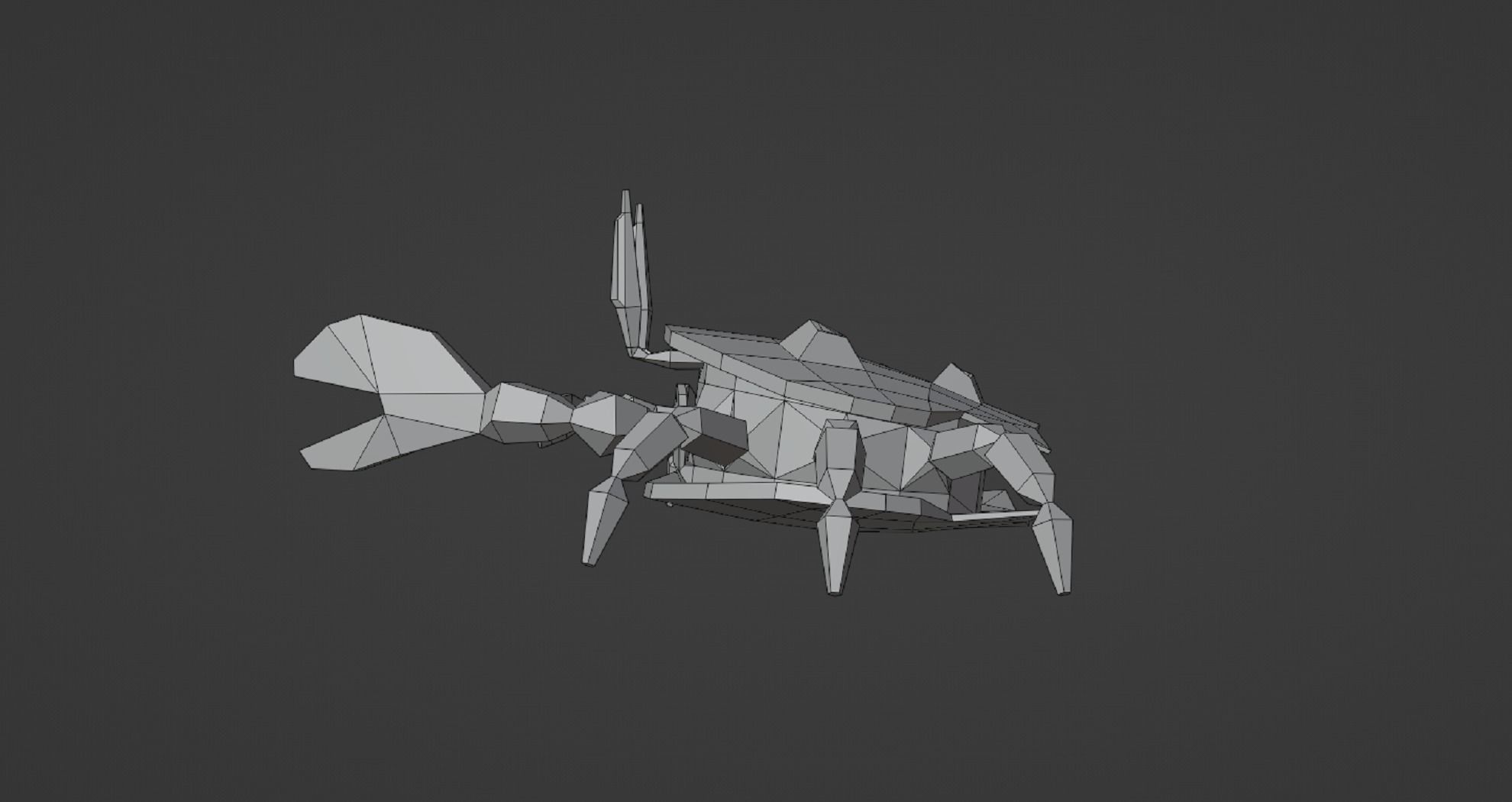 Crab in a seashell character low poly 3D model for games Low-poly 3D model_8