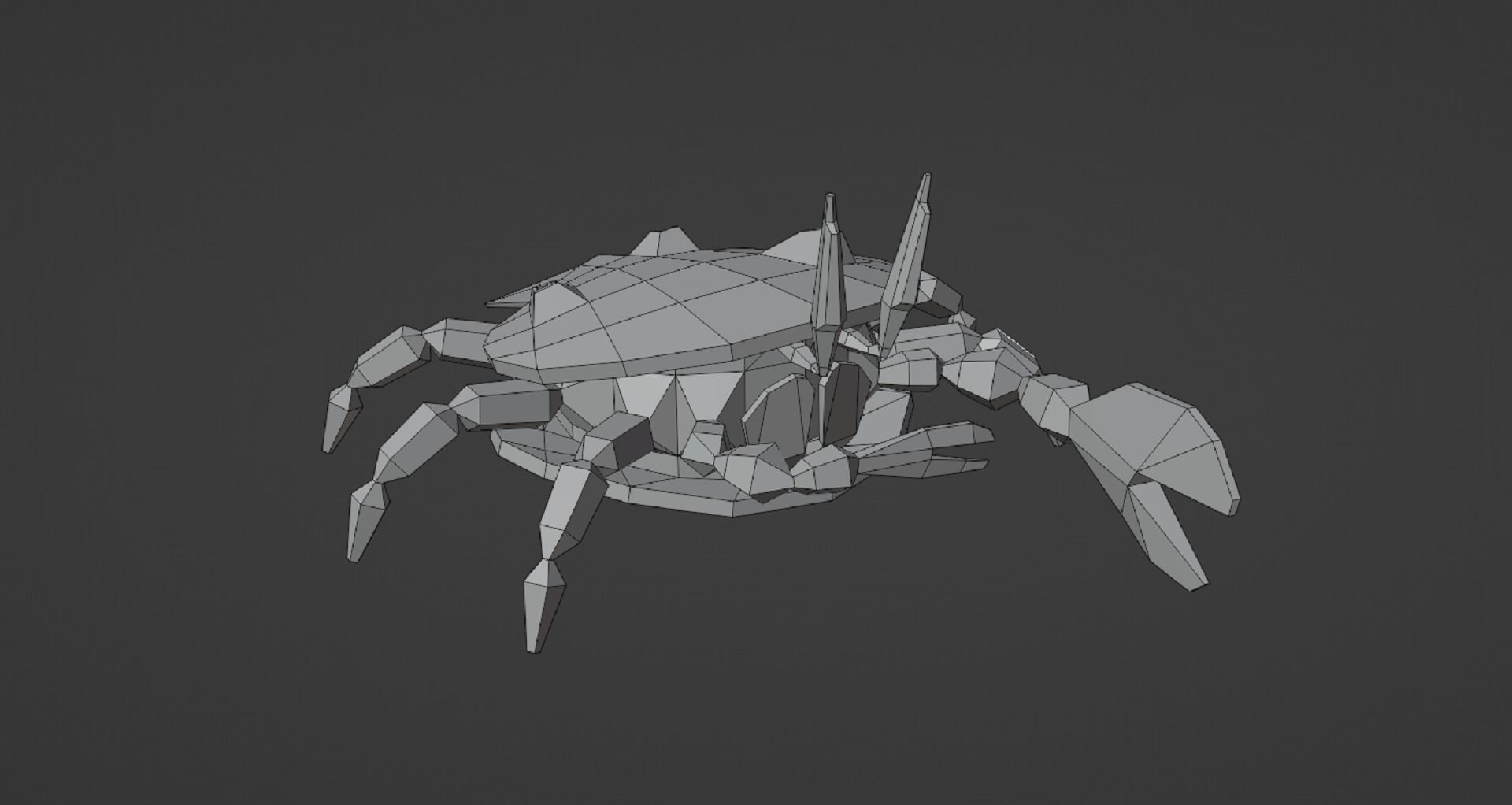 Crab in a seashell character low poly 3D model for games Low-poly 3D model_6