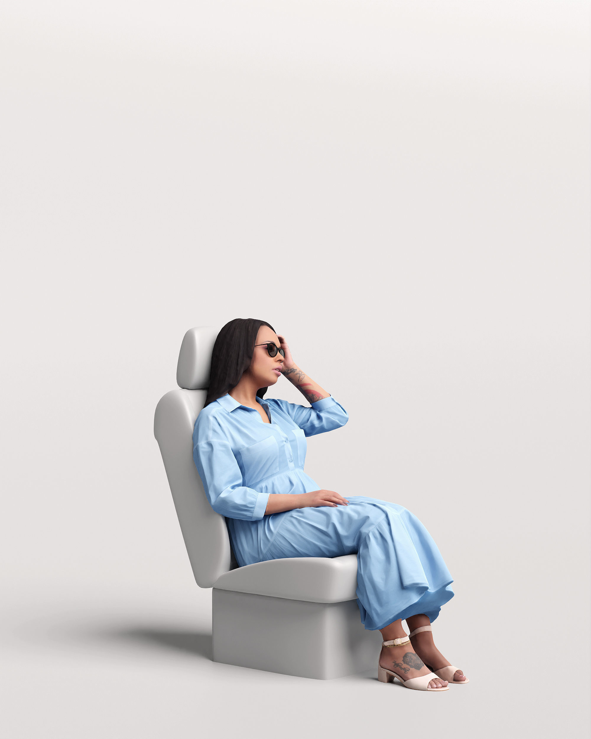 Humano Car Passenger Woman 2011-4 3D model_12