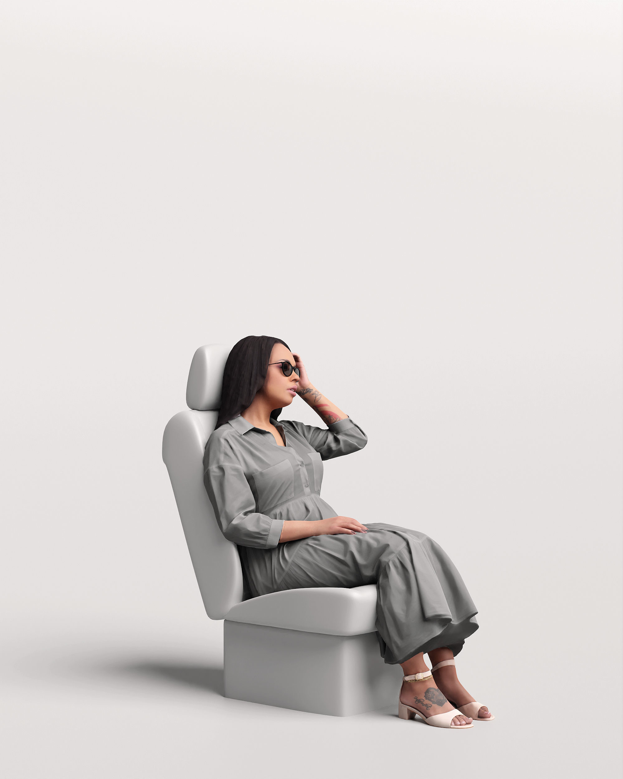 Humano Car Passenger Woman 2011-4 3D model_4