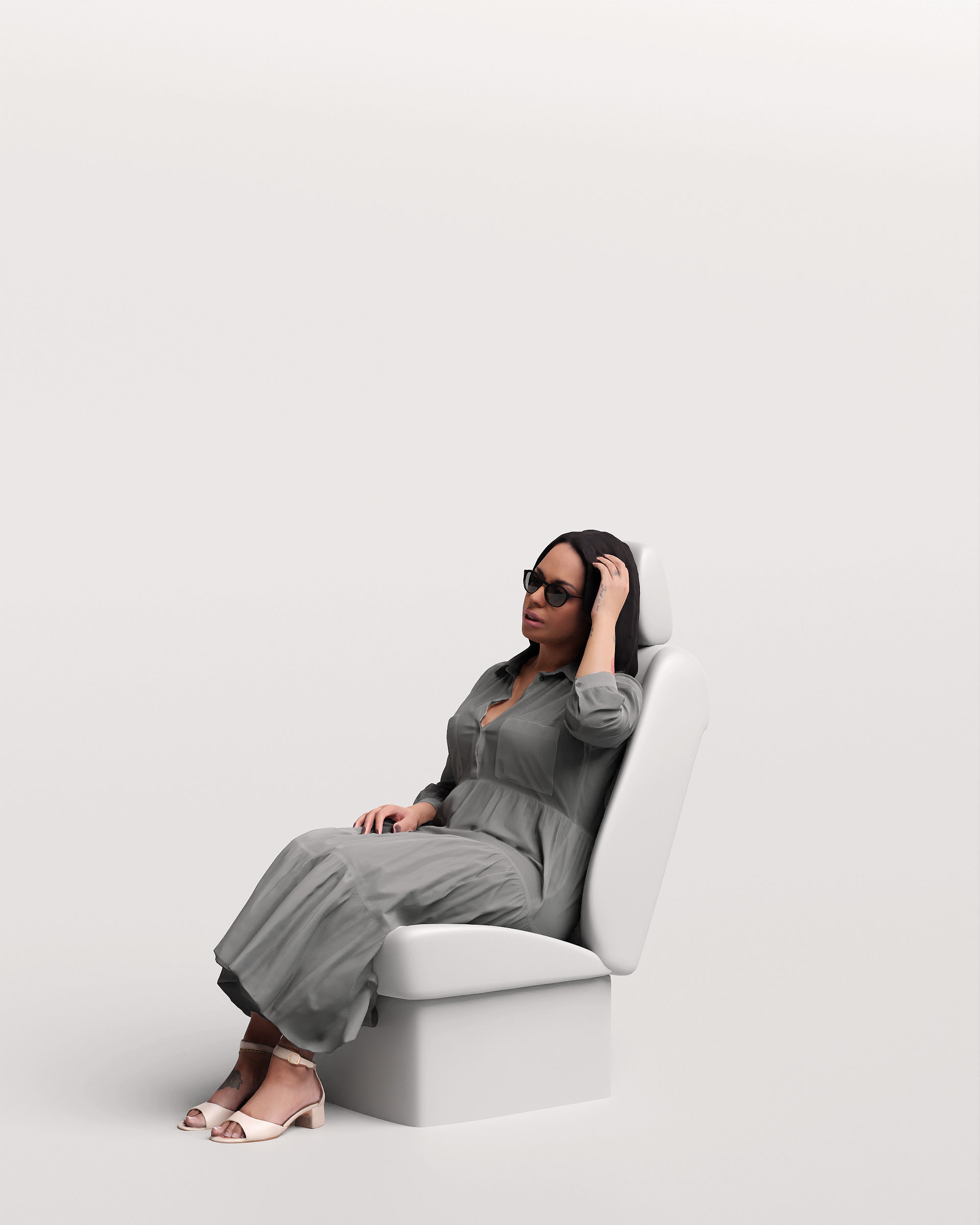 Humano Car Passenger Woman 2011-4 3D model_7