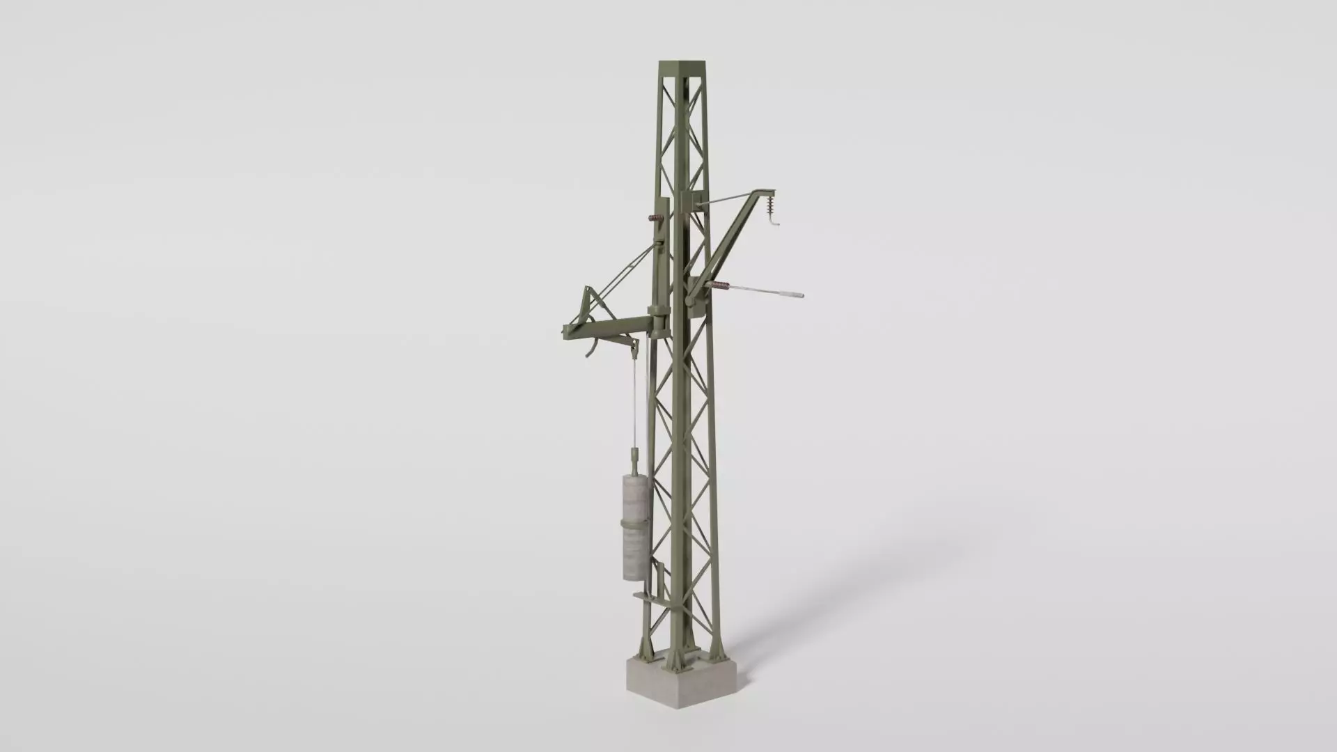 Railtrack wire compensator mast Low-poly 3D model_0