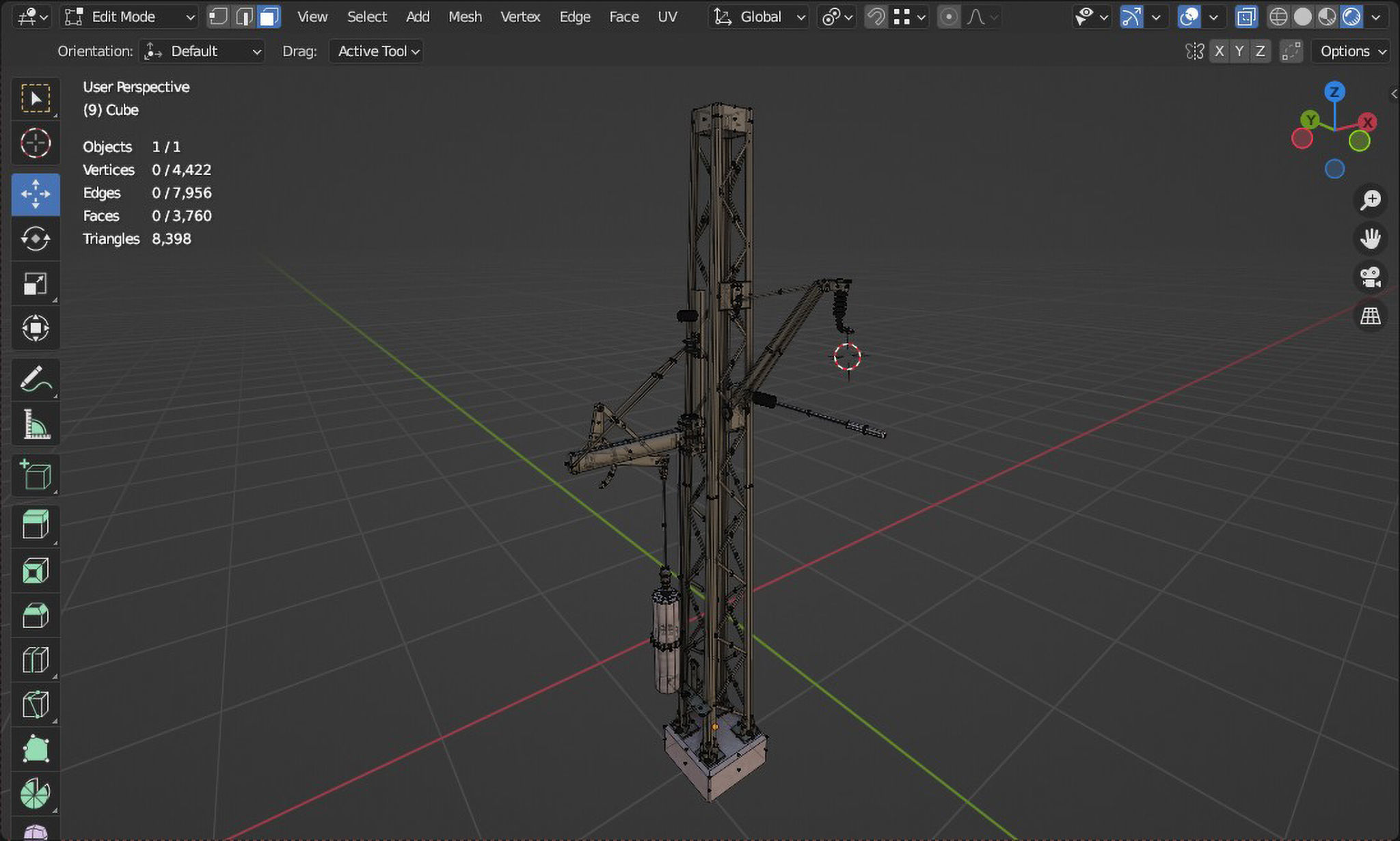 Railtrack wire compensator mast Low-poly 3D model_7