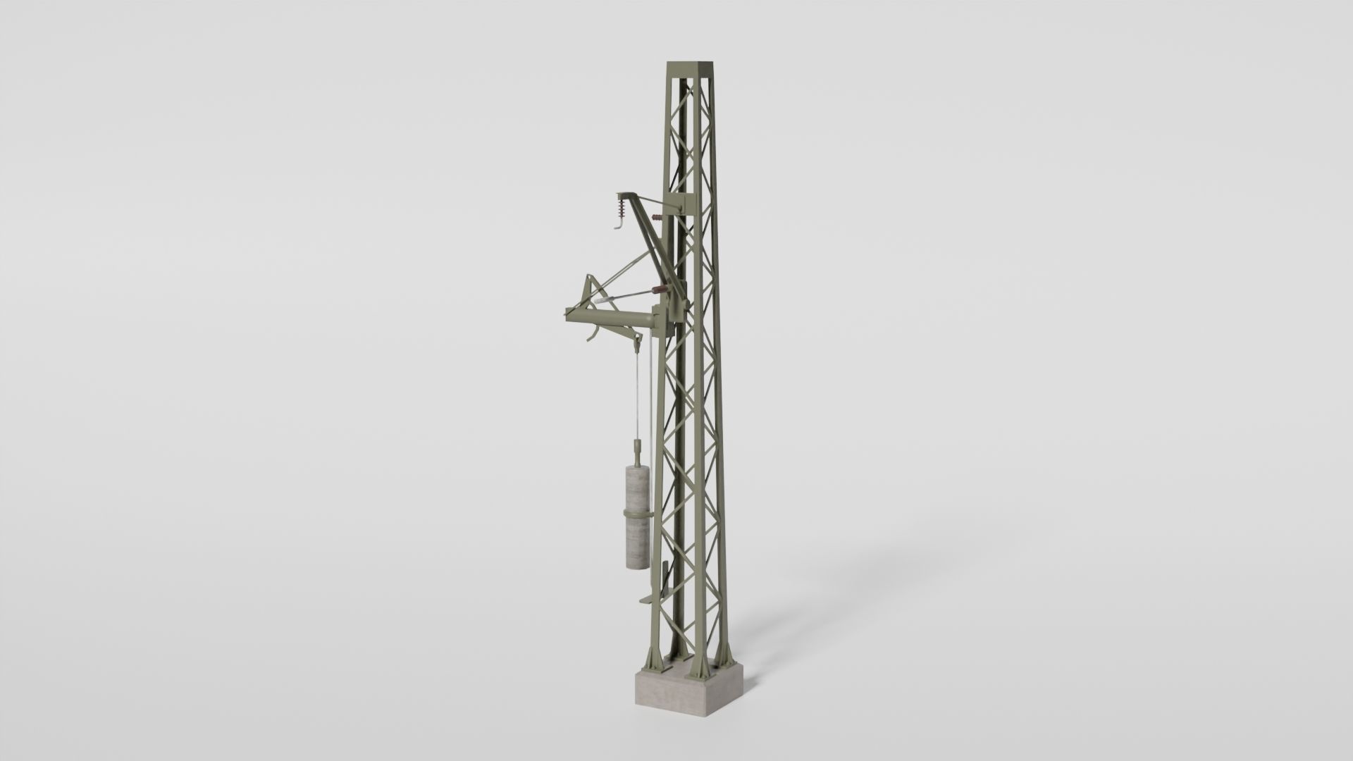 Railtrack wire compensator mast Low-poly 3D model_6