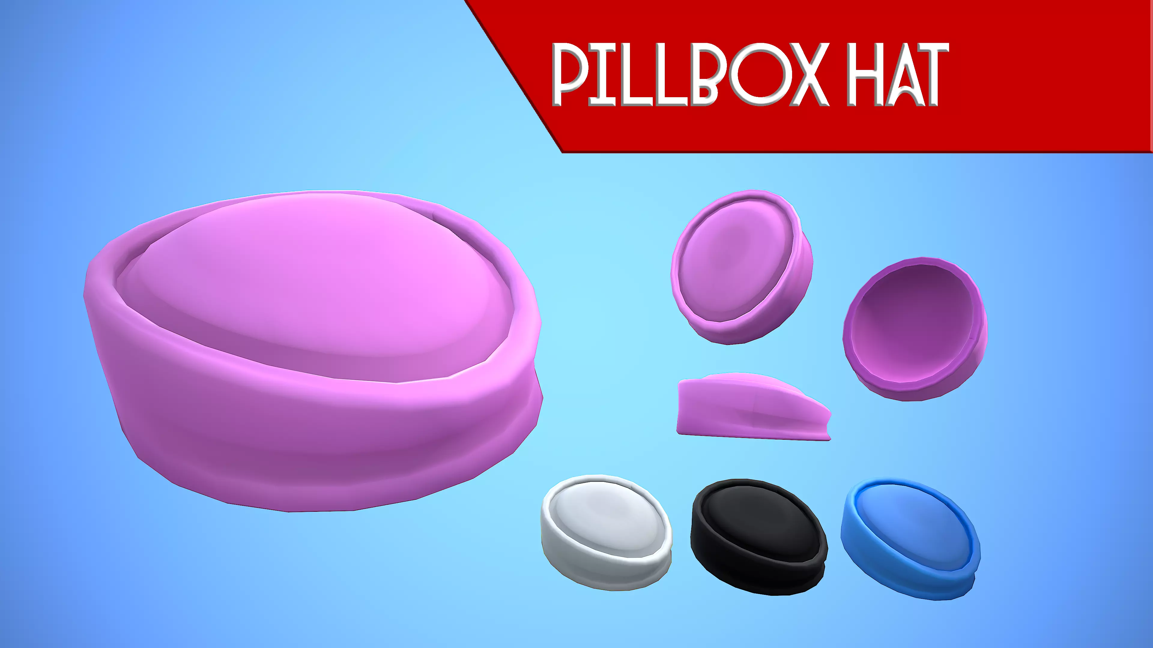 PILLBOX HAT CARTOON STYLIZED Low-poly 3D model
