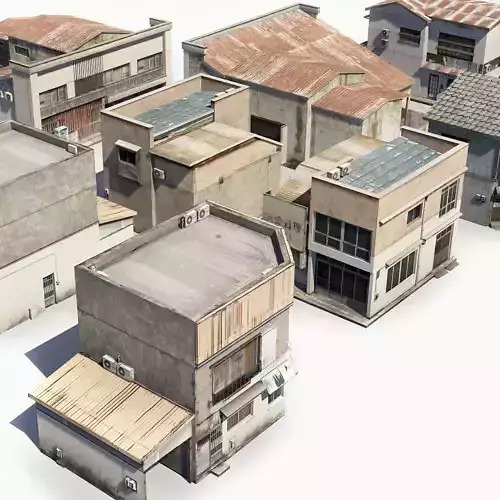 Japanese Rural Shops Low-poly 3D model