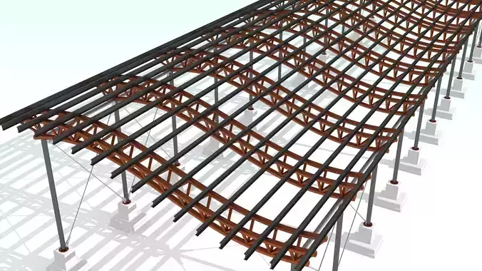 Steel Truss Building 3D model