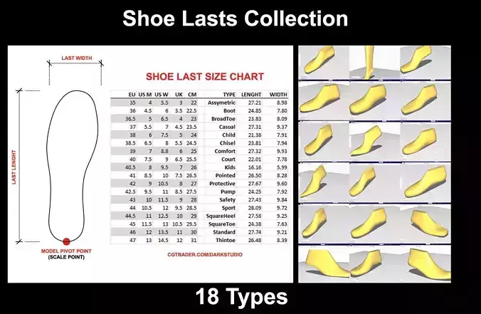 Shoes Lasts Collection - 18 Types 
