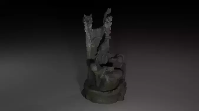 Old Wizard Sitting In Chair Aged Statue Low-poly 3D model