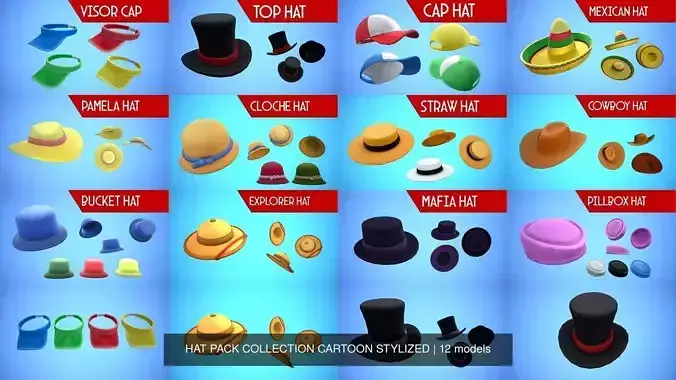 HAT PACK COLLECTION CARTOON STYLIZED