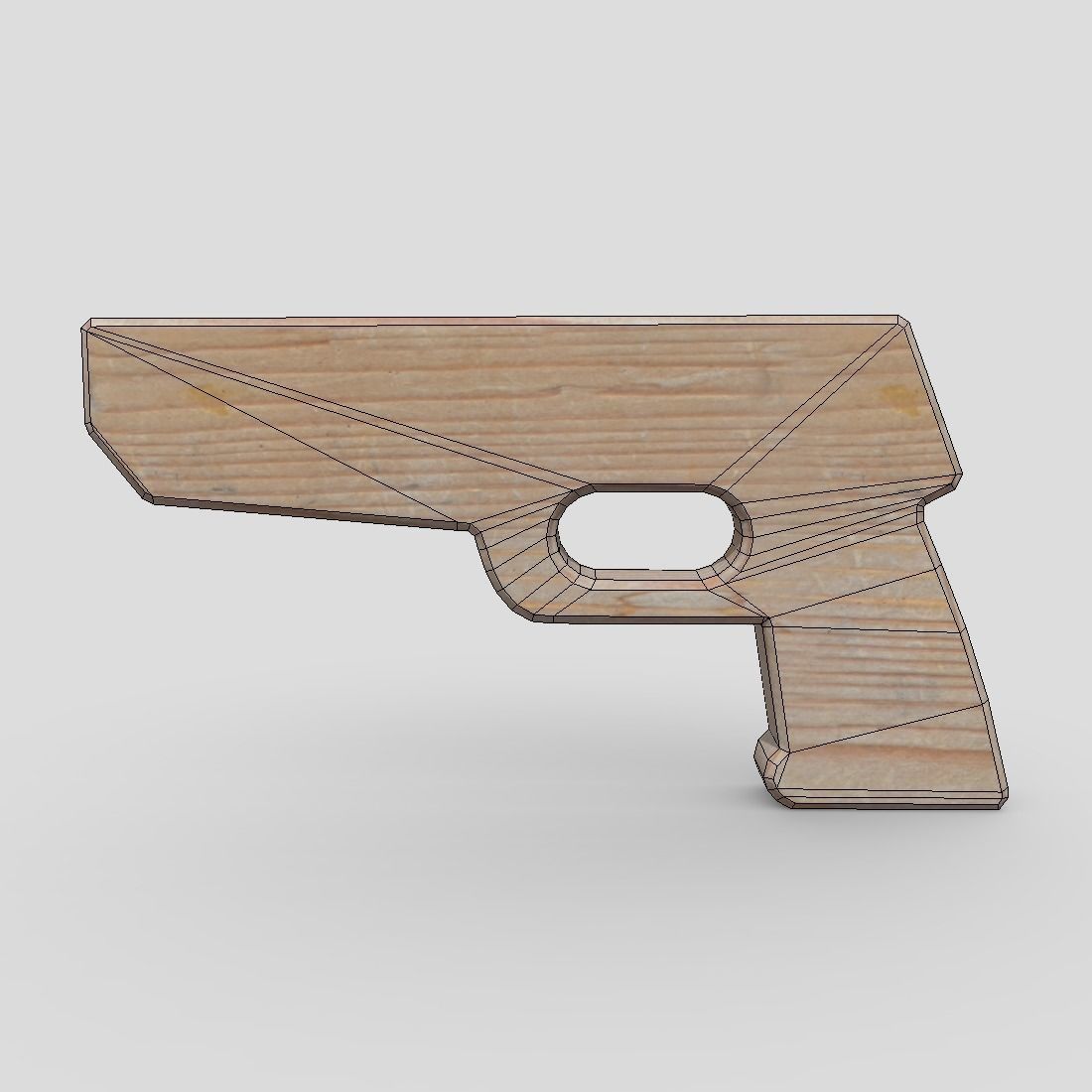 Wooden Toy Gun Free low-poly 3D model_4