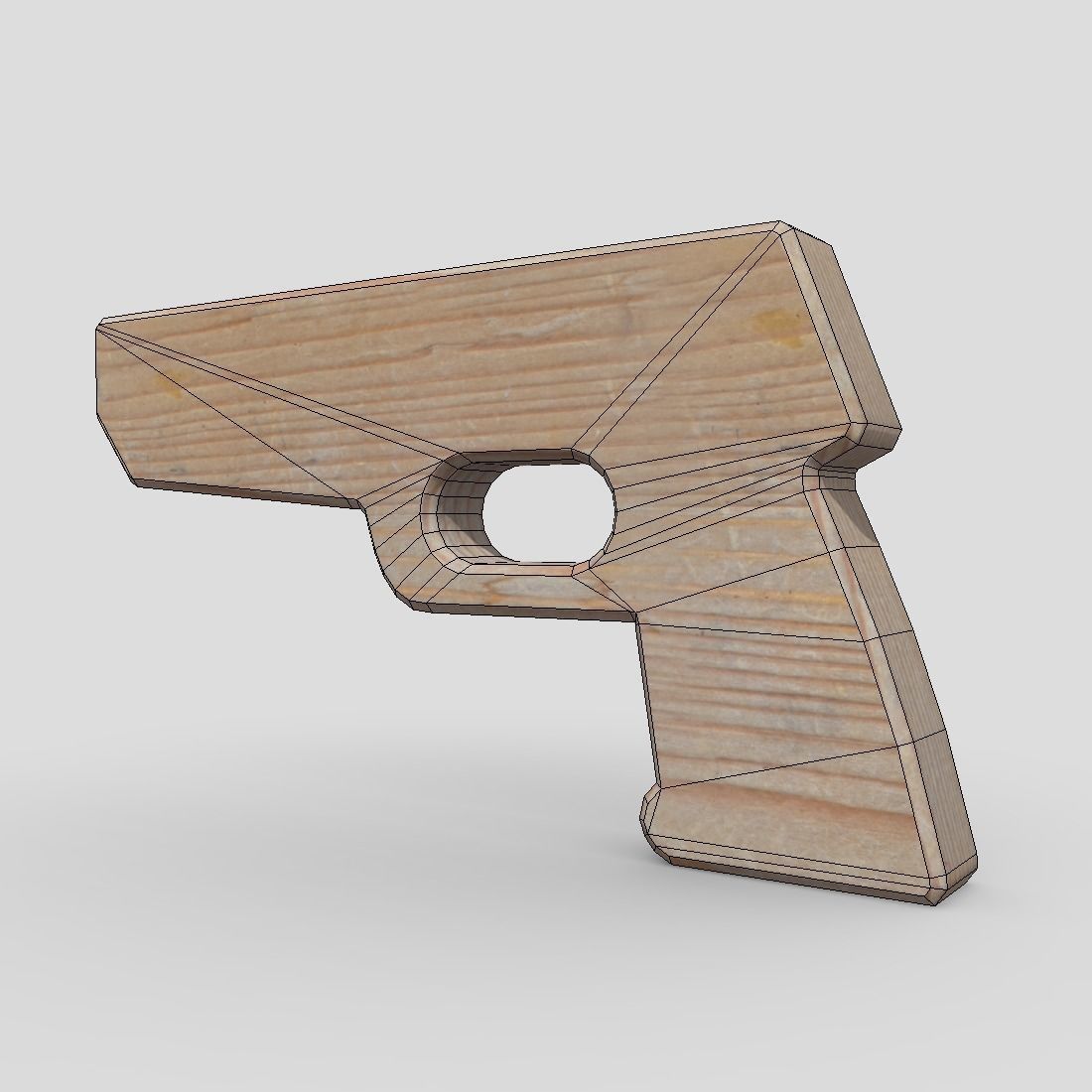 Wooden Toy Gun Free low-poly 3D model_12
