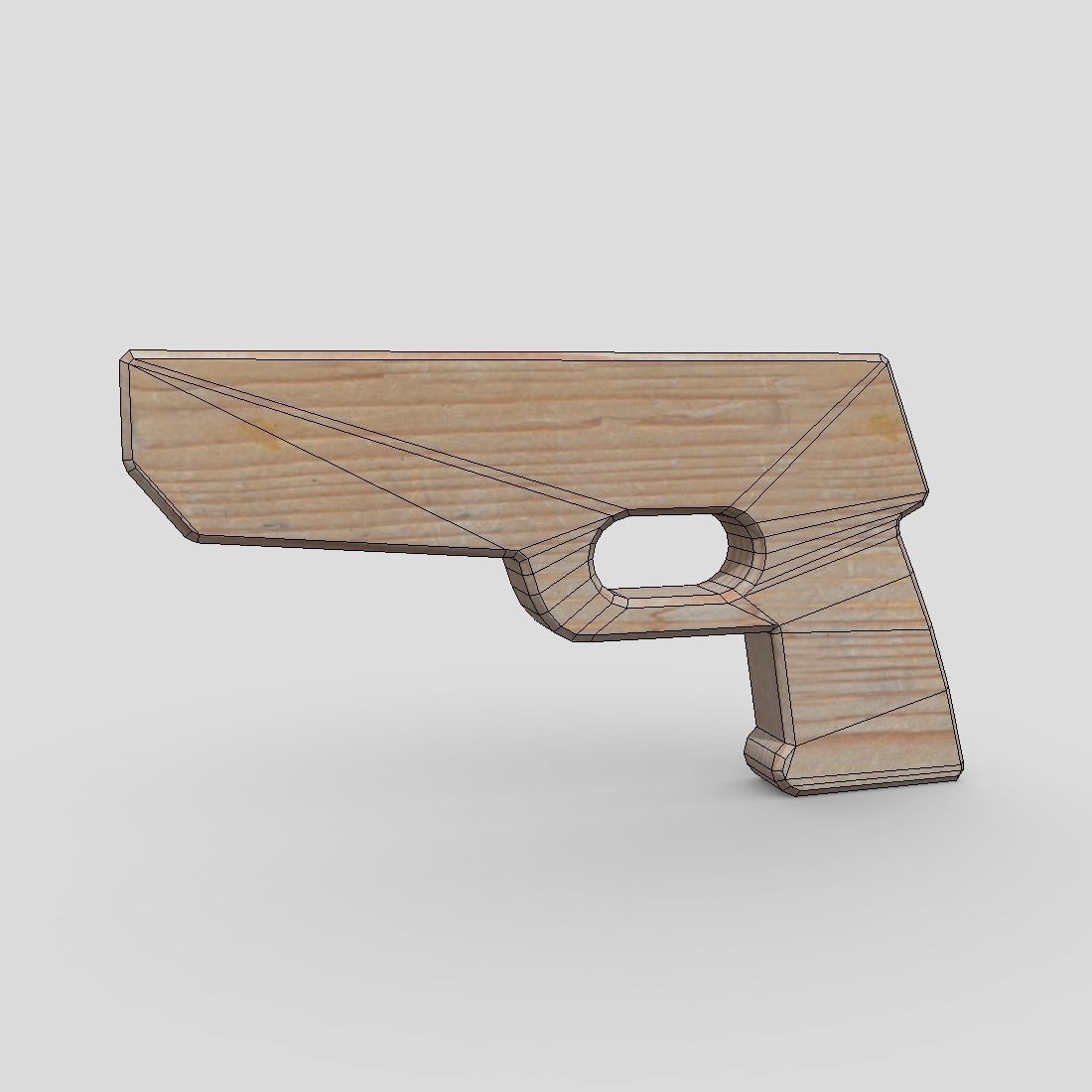 Wooden Toy Gun Free low-poly 3D model_2
