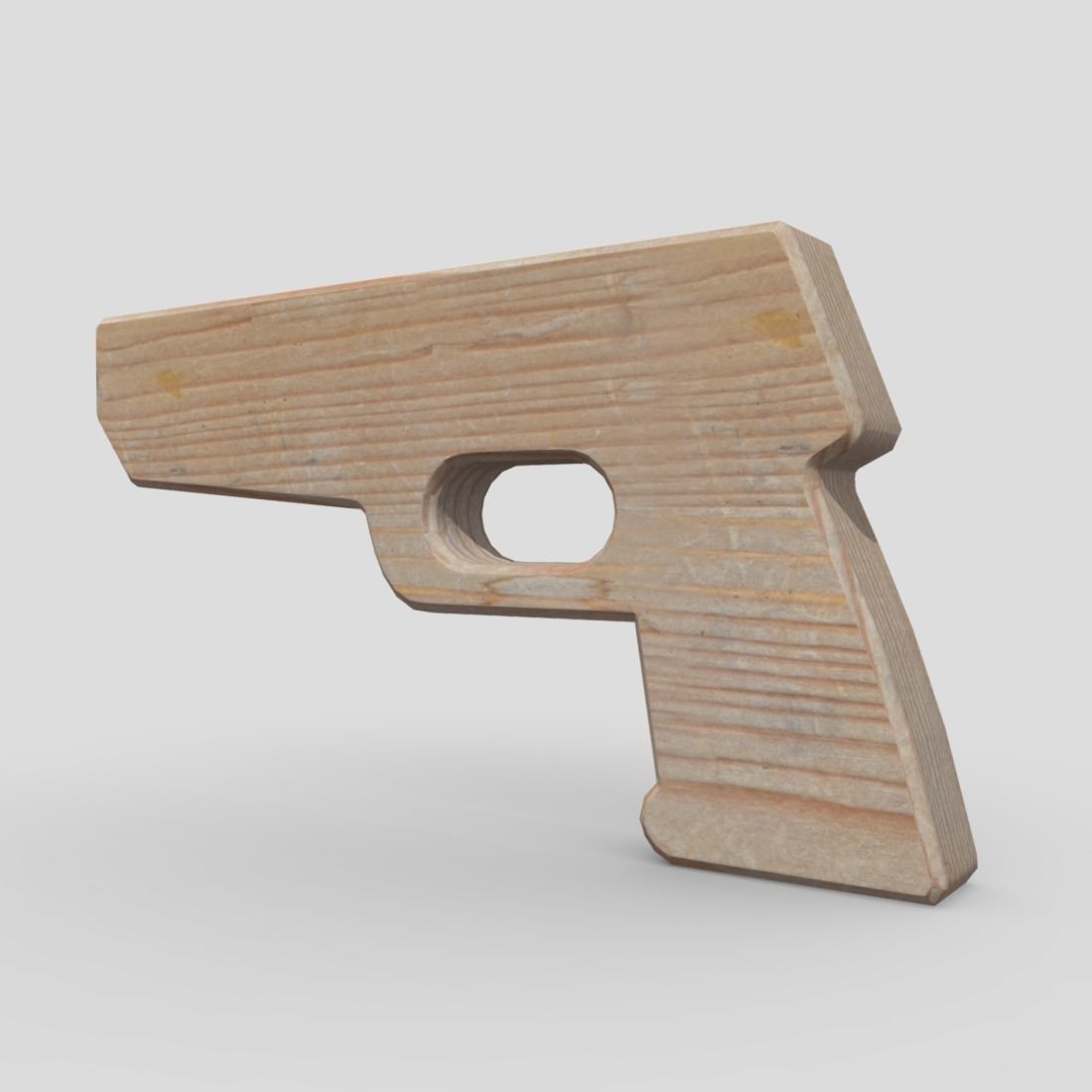 Wooden Toy Gun Free low-poly 3D model_11