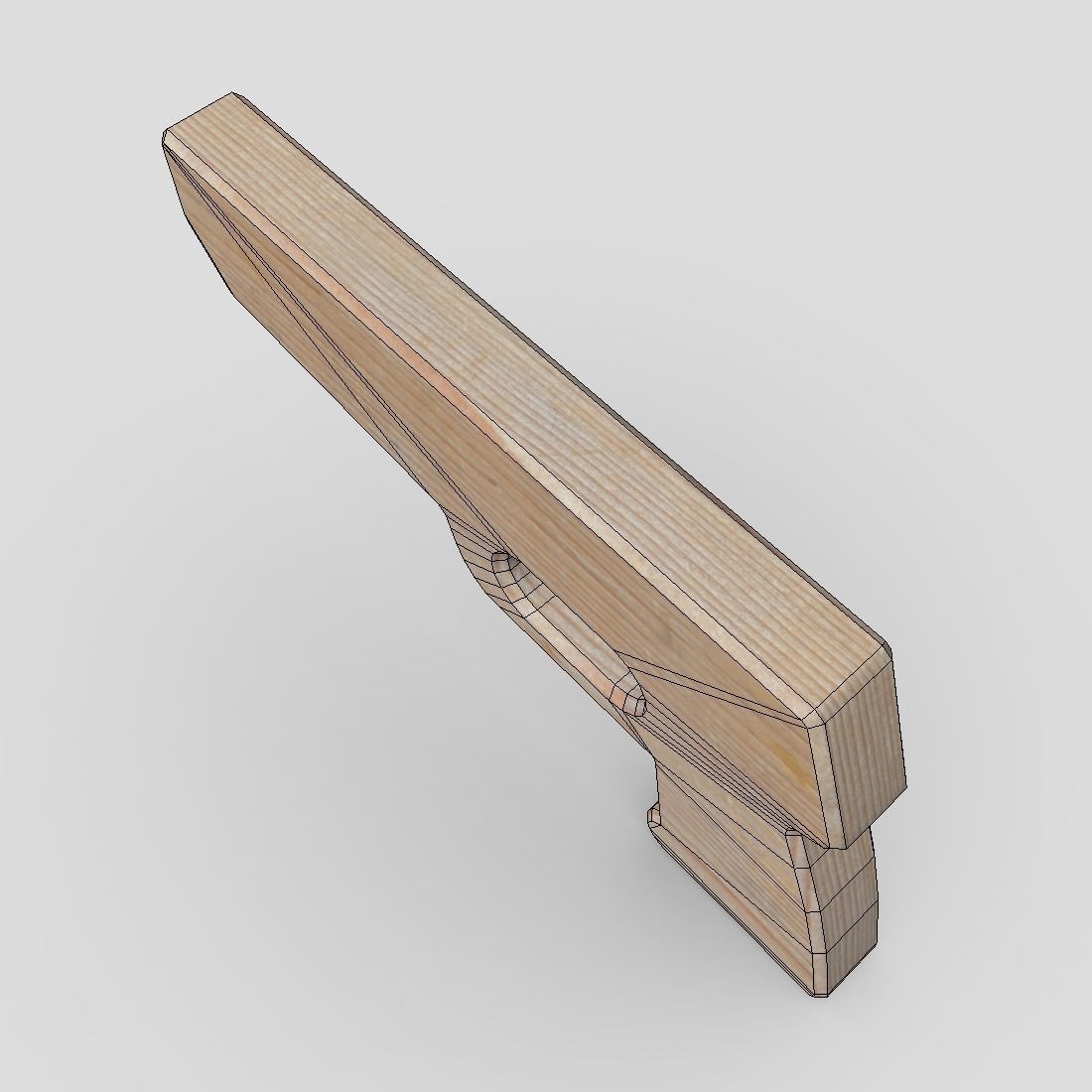Wooden Toy Gun Free low-poly 3D model_8