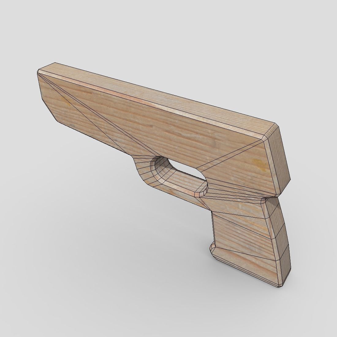 Wooden Toy Gun Free low-poly 3D model_6