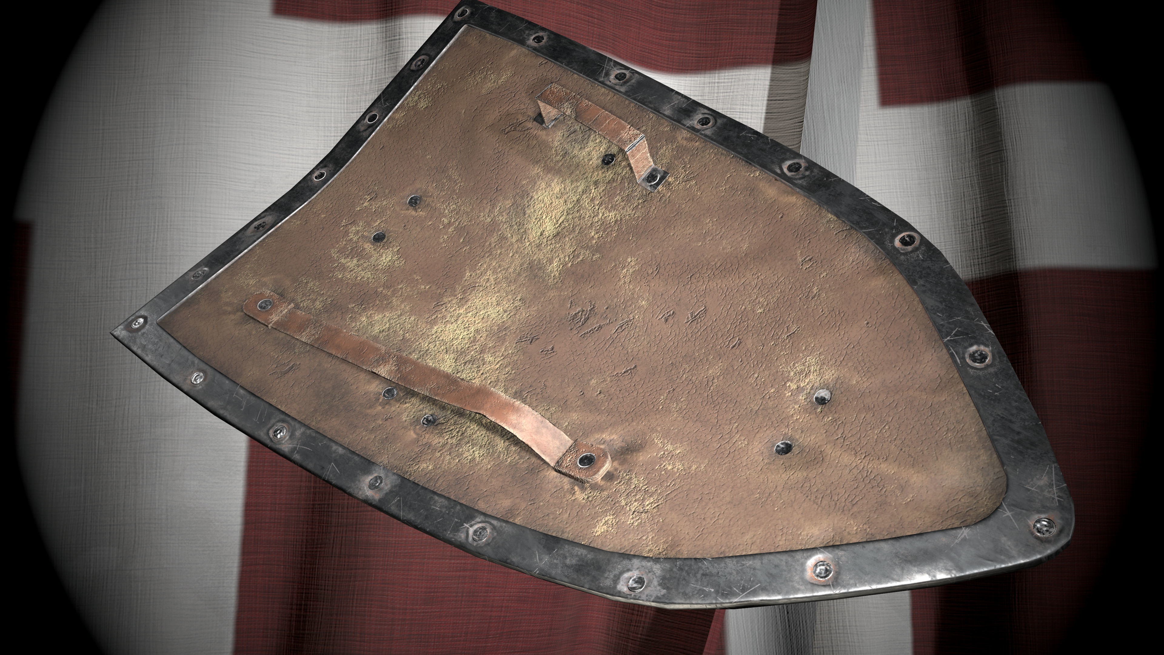 Medieval templar knight shield Game ready Low-poly 3D model_3