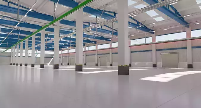 Hangar warehouse interior industrial building for visualization 3D model