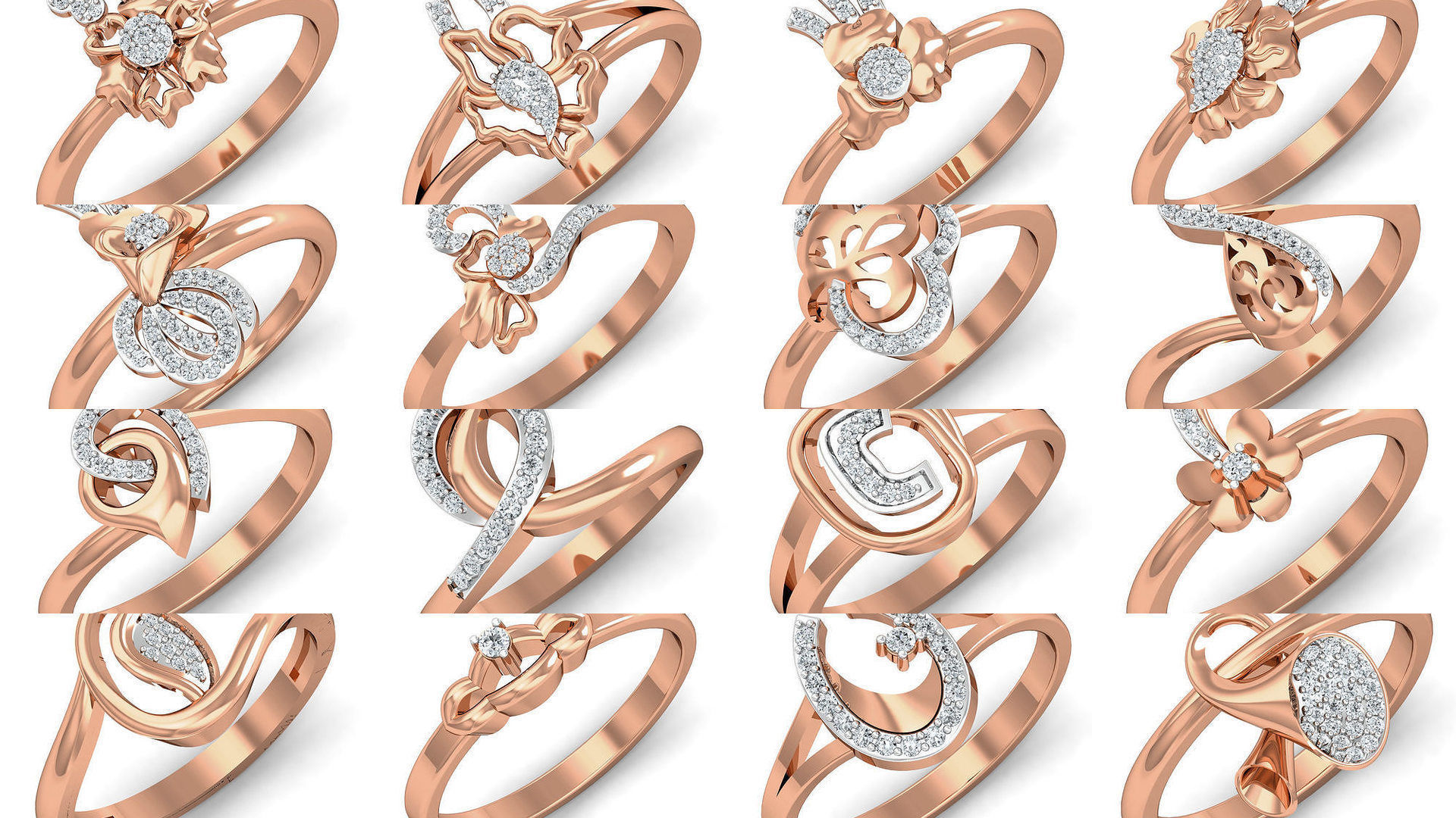157 Women Ring Earrings Pendant set 3dm stl 3mf glb render 3D Model Collection_9