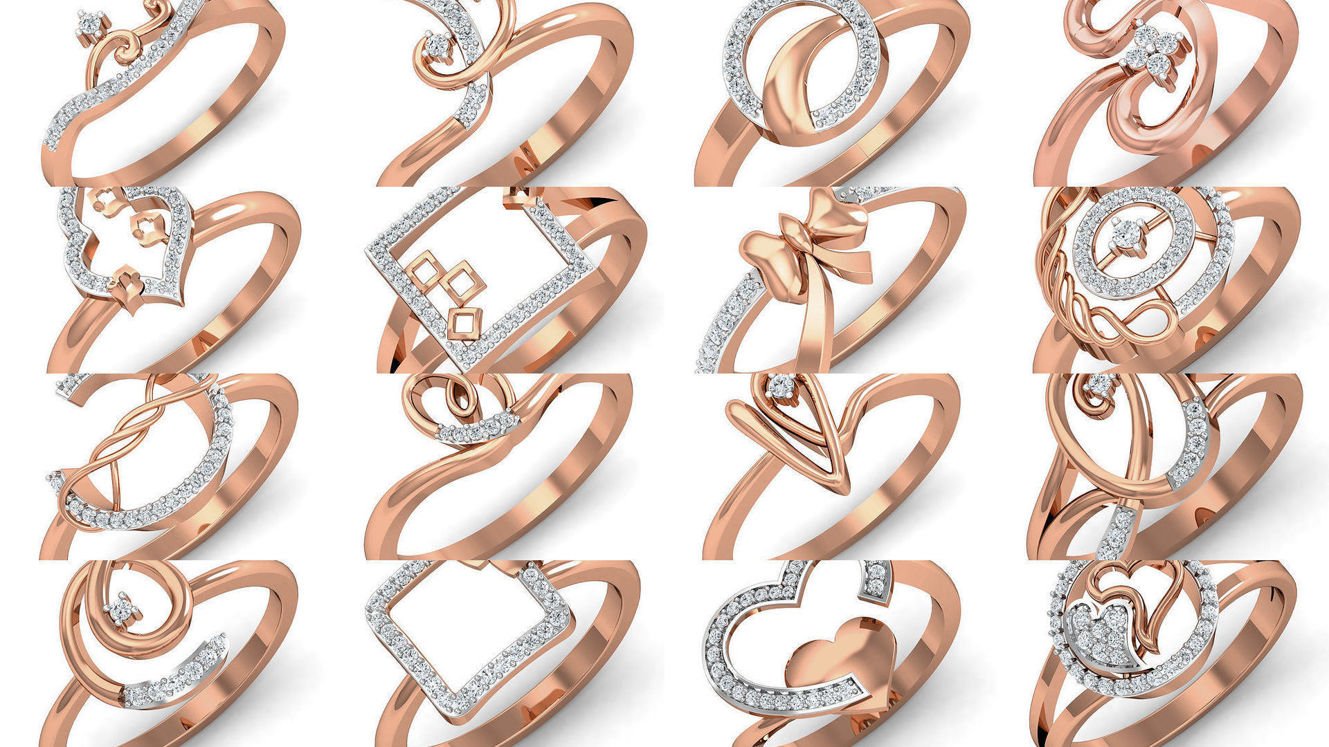 157 Women Ring Earrings Pendant set 3dm stl 3mf glb render 3D Model Collection_11