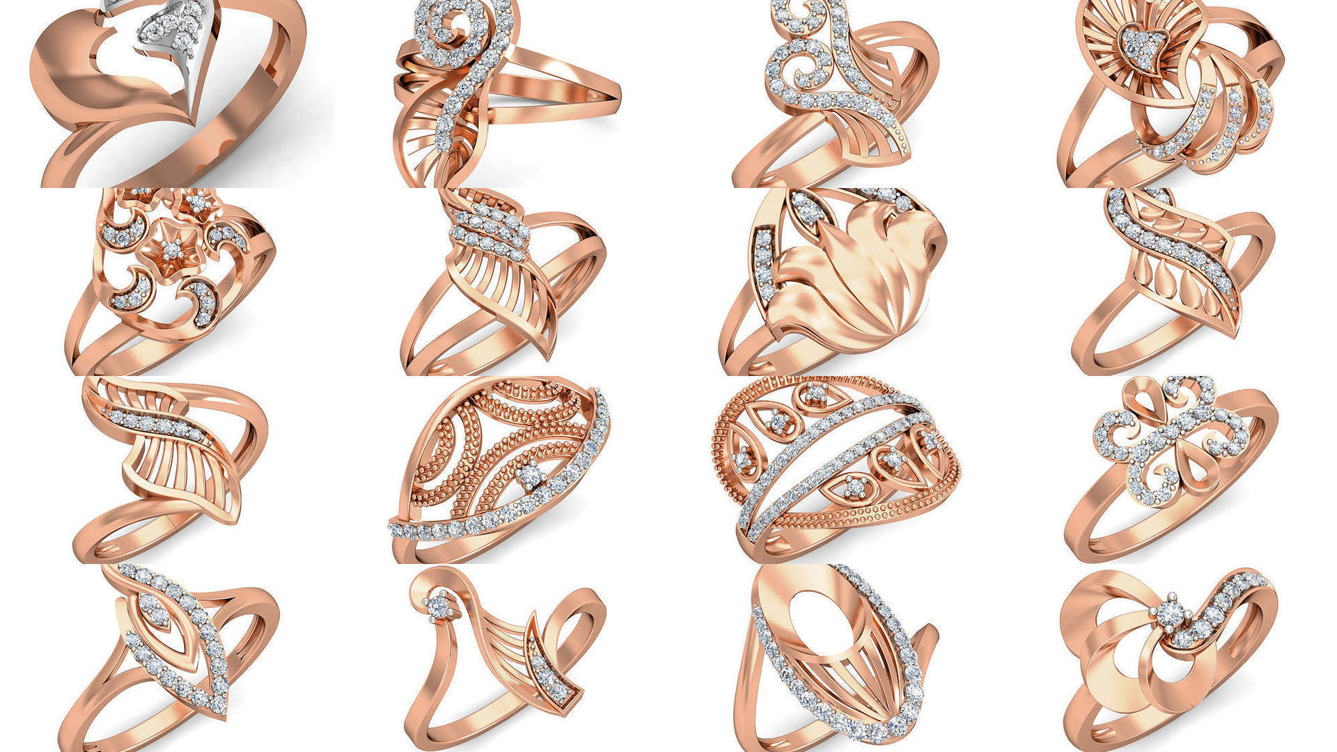 157 Women Ring Earrings Pendant set 3dm stl 3mf glb render 3D Model Collection_13