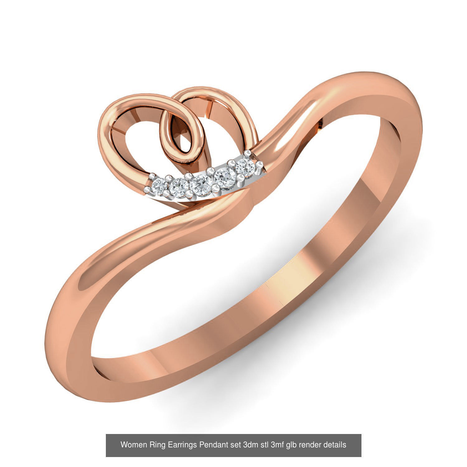 157 Women Ring Earrings Pendant set 3dm stl 3mf glb render 3D Model Collection_124