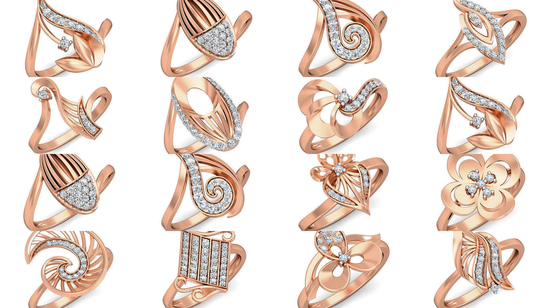 157 Women Ring Earrings Pendant set 3dm stl 3mf glb render 3D Model Collection_15