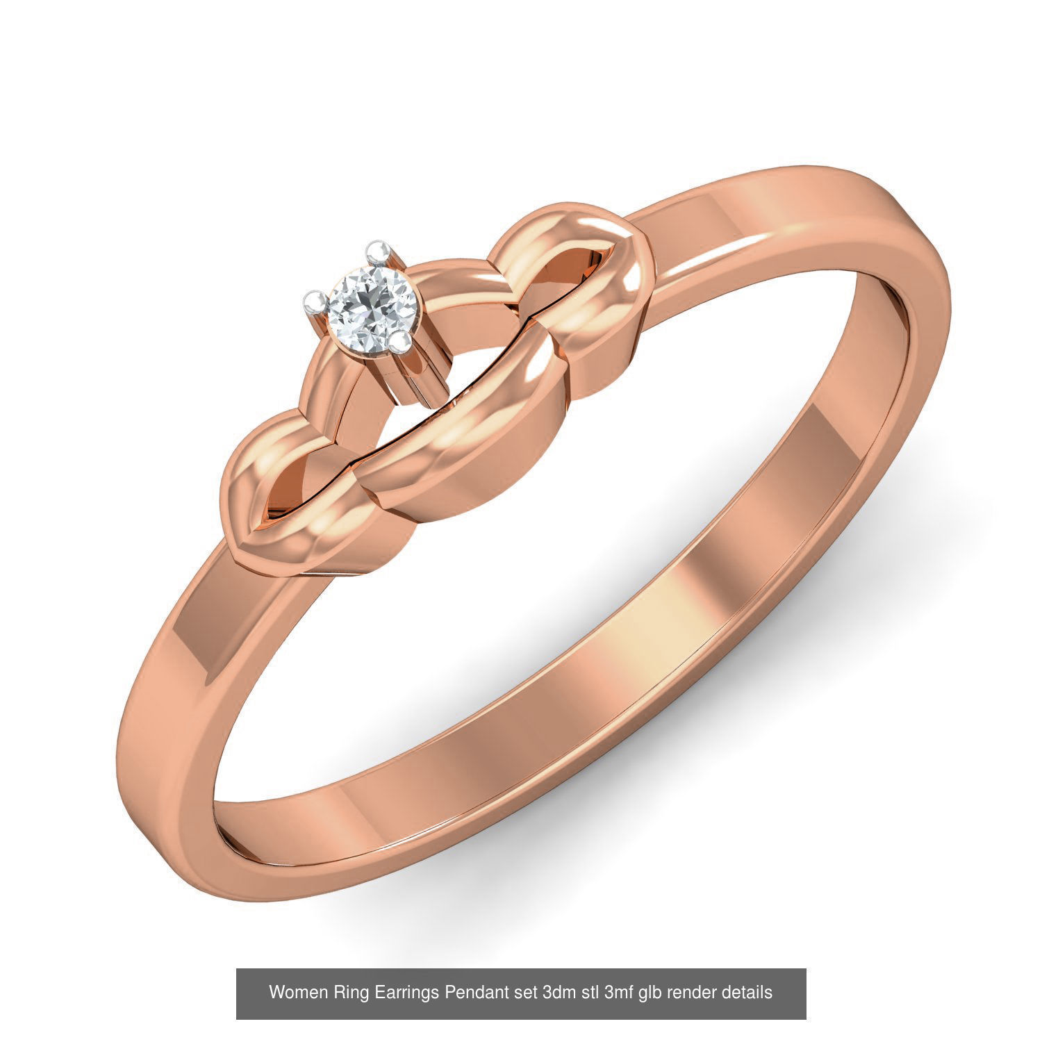 157 Women Ring Earrings Pendant set 3dm stl 3mf glb render 3D Model Collection_112