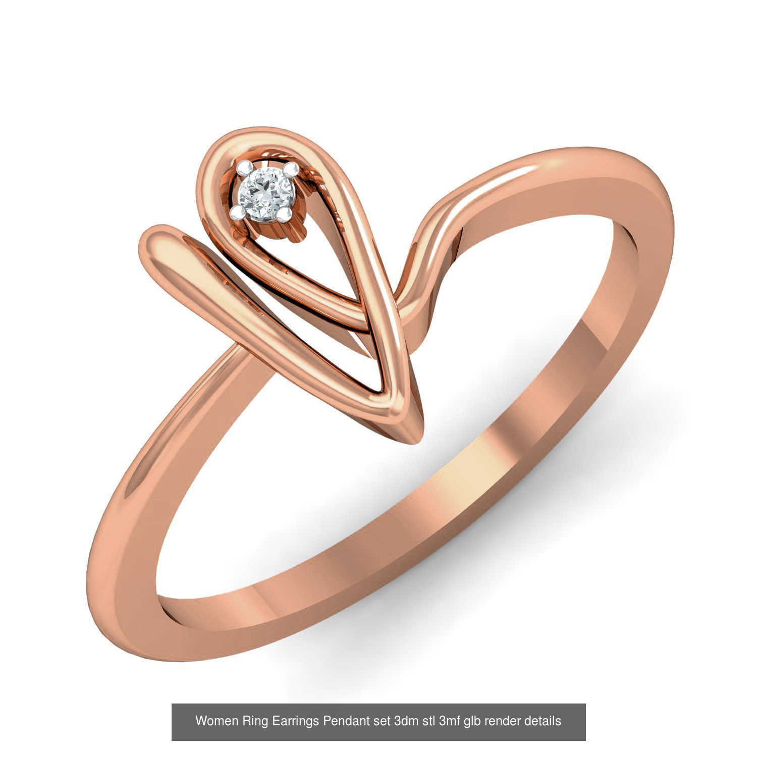 157 Women Ring Earrings Pendant set 3dm stl 3mf glb render 3D Model Collection_125