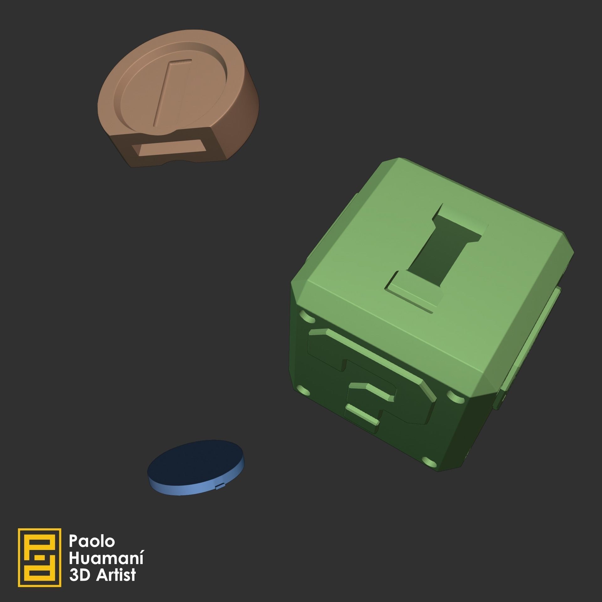 Brick Piggy Bank with Coin Mario Bros 3D print model_3