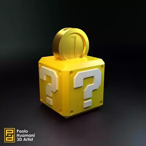Brick Piggy Bank with Coin Mario Bros 3D print model