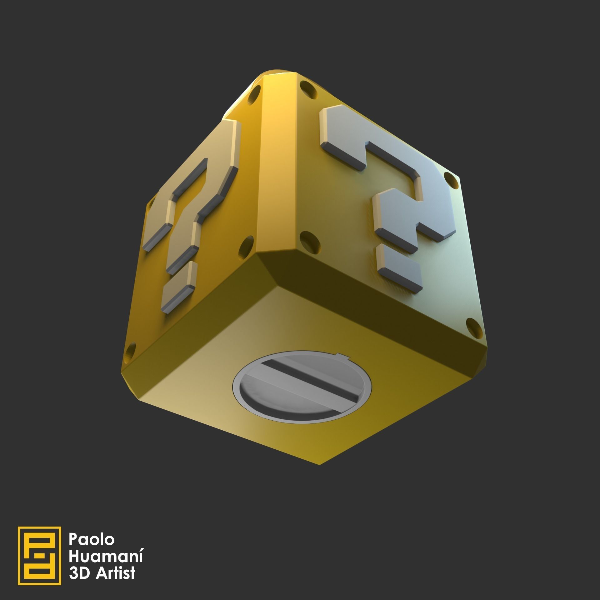 Brick Piggy Bank with Coin Mario Bros 3D print model_2